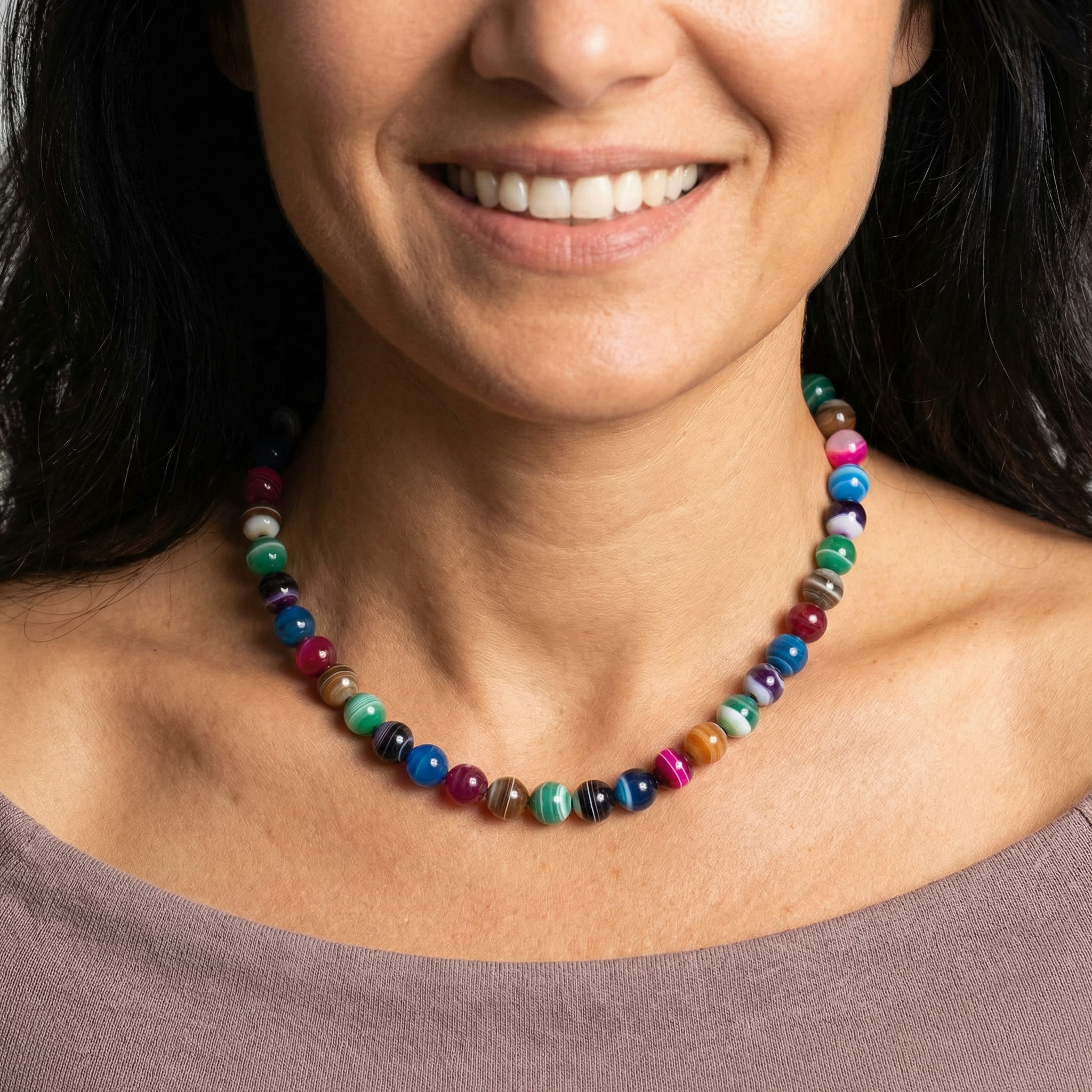 Facettierte Achat Halskette 10mm