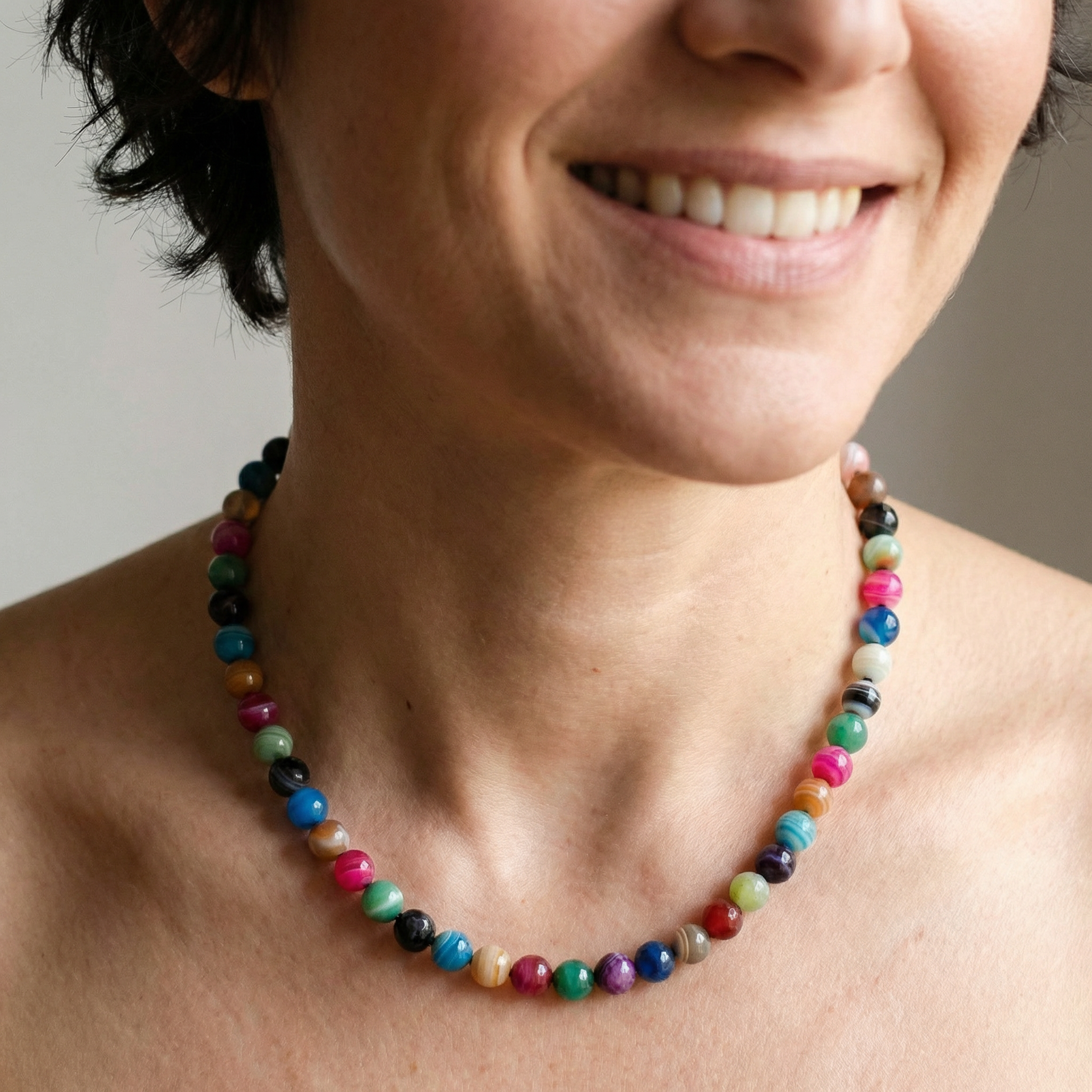 Facettierte Achat bunt Halskette 8mm