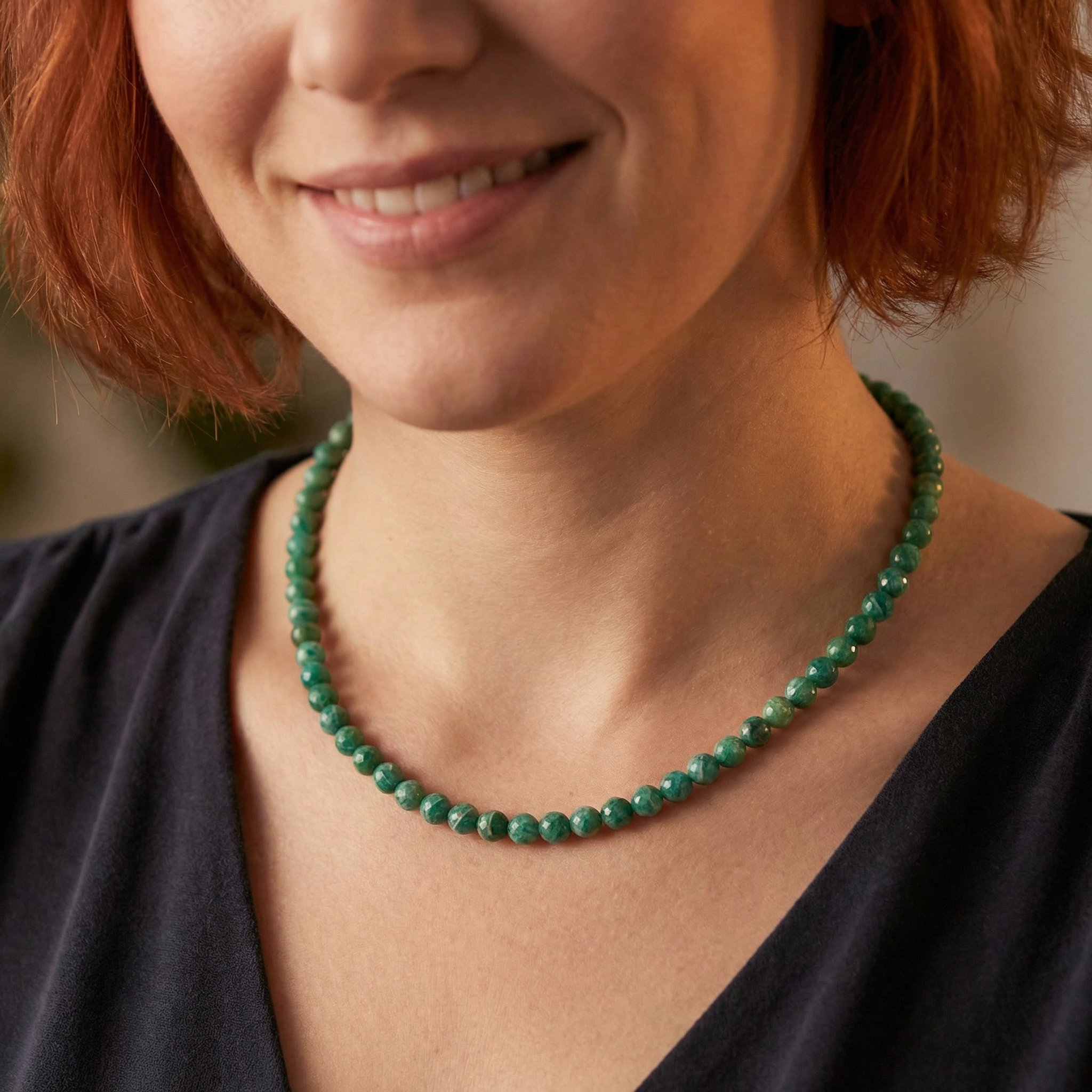 Amazonit Halskette 4mm - facettiert