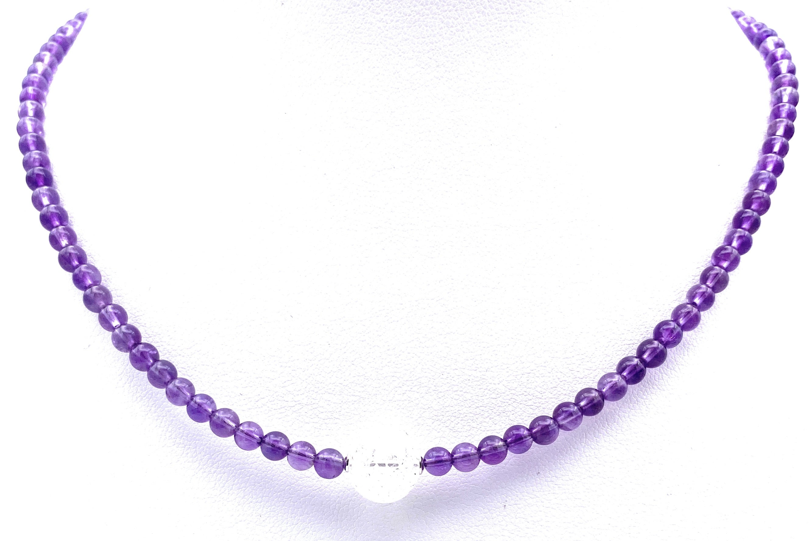 Amethyst Halskette mit Bergkristall Kugel