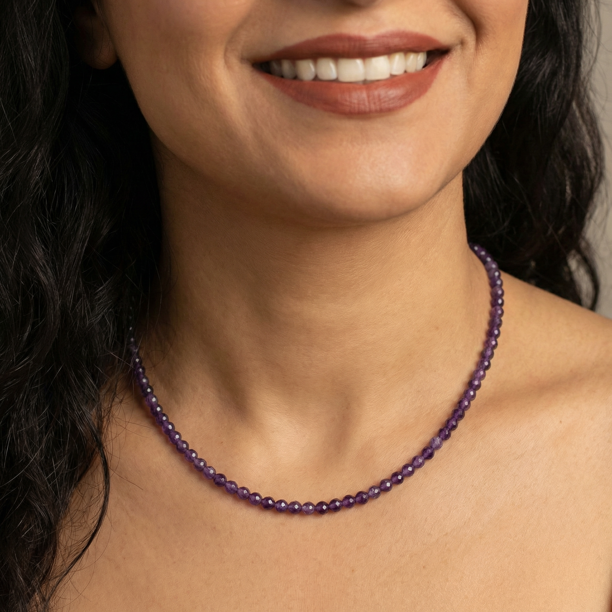 Fein facettierte Amethyst Halskette