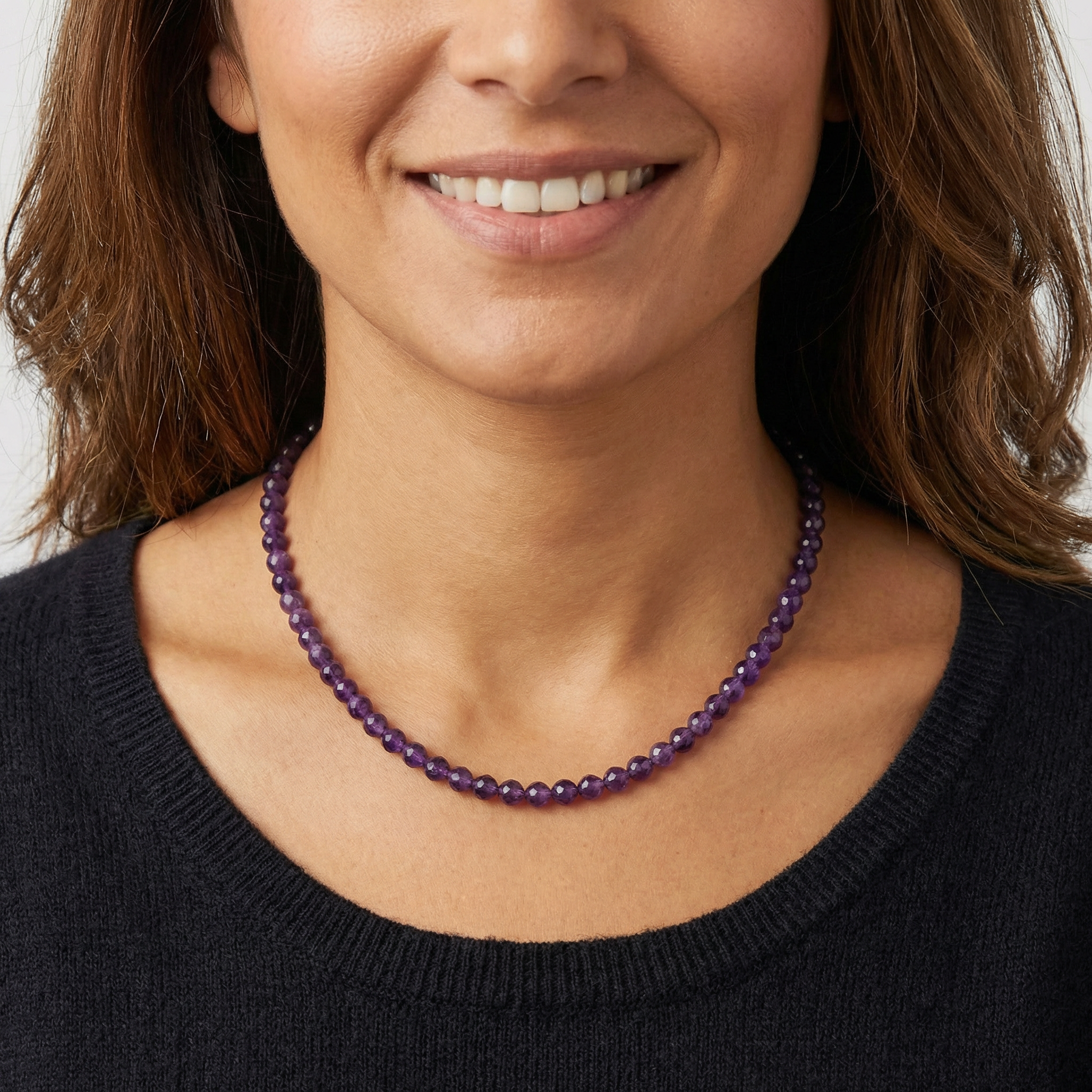 Facettierte Amethyst Halskette 6mm