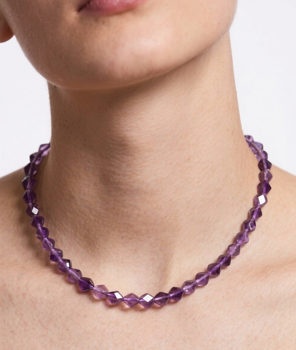 Facettierte Amethyst Halskette 6mm