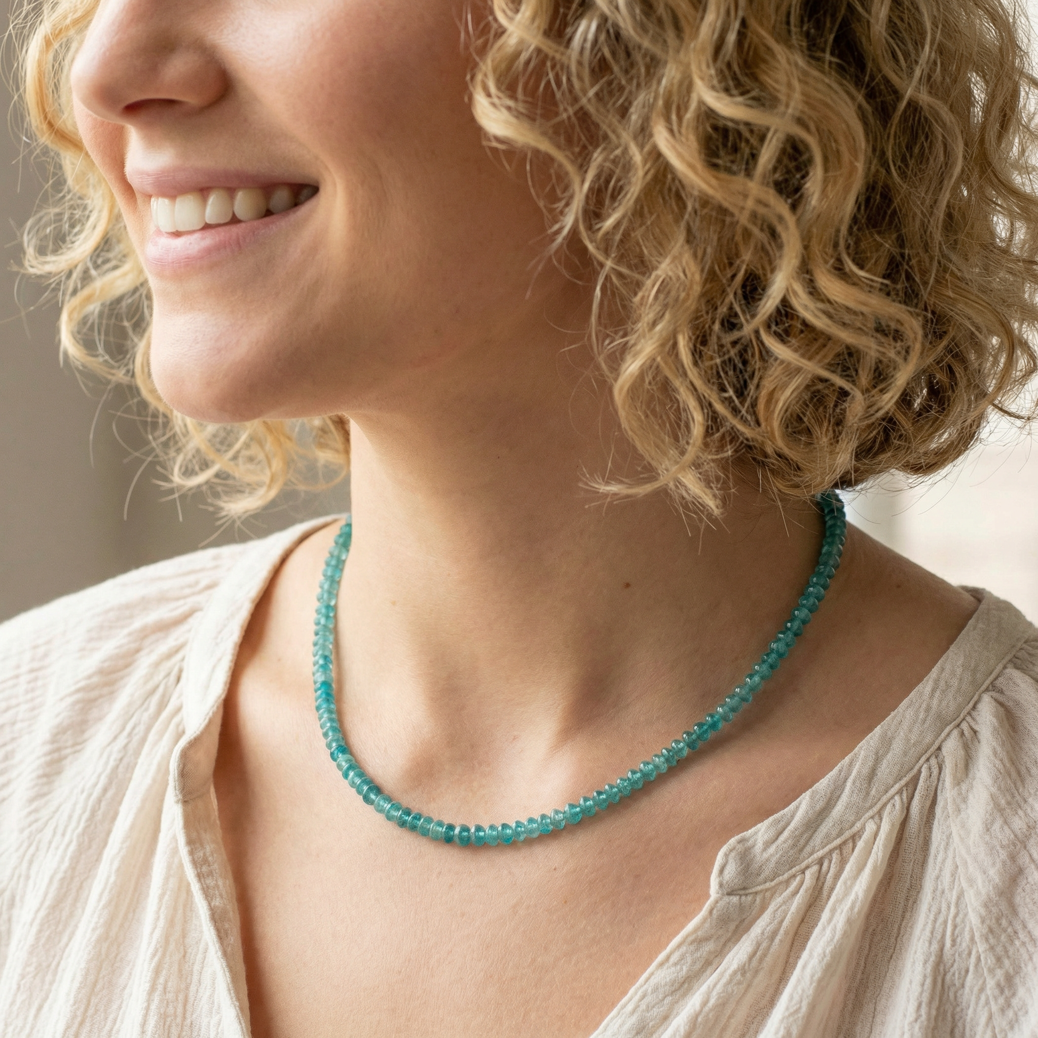 Apatit Linsen Halskette 4mm