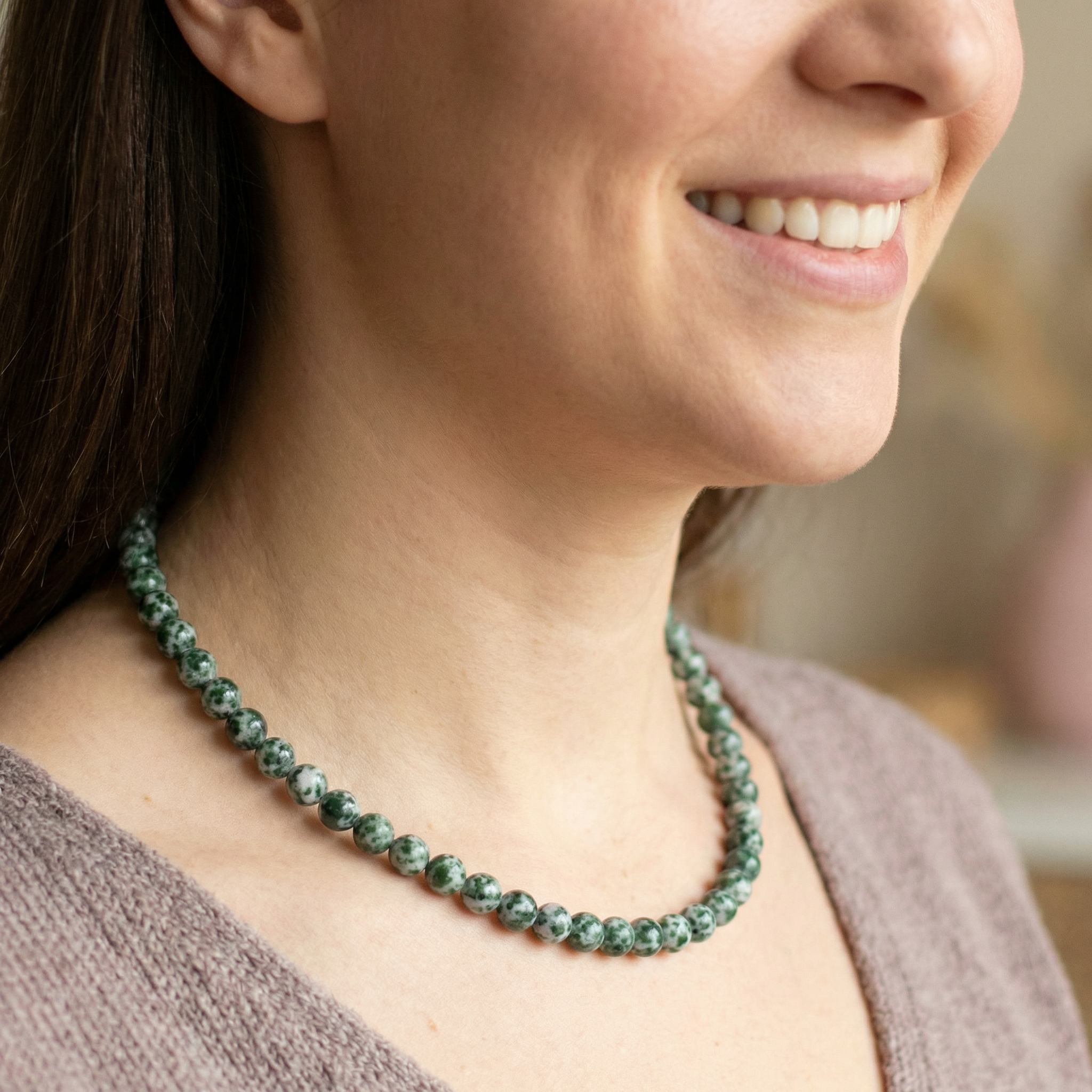 Baum-Achat Kugel Halskette 6mm