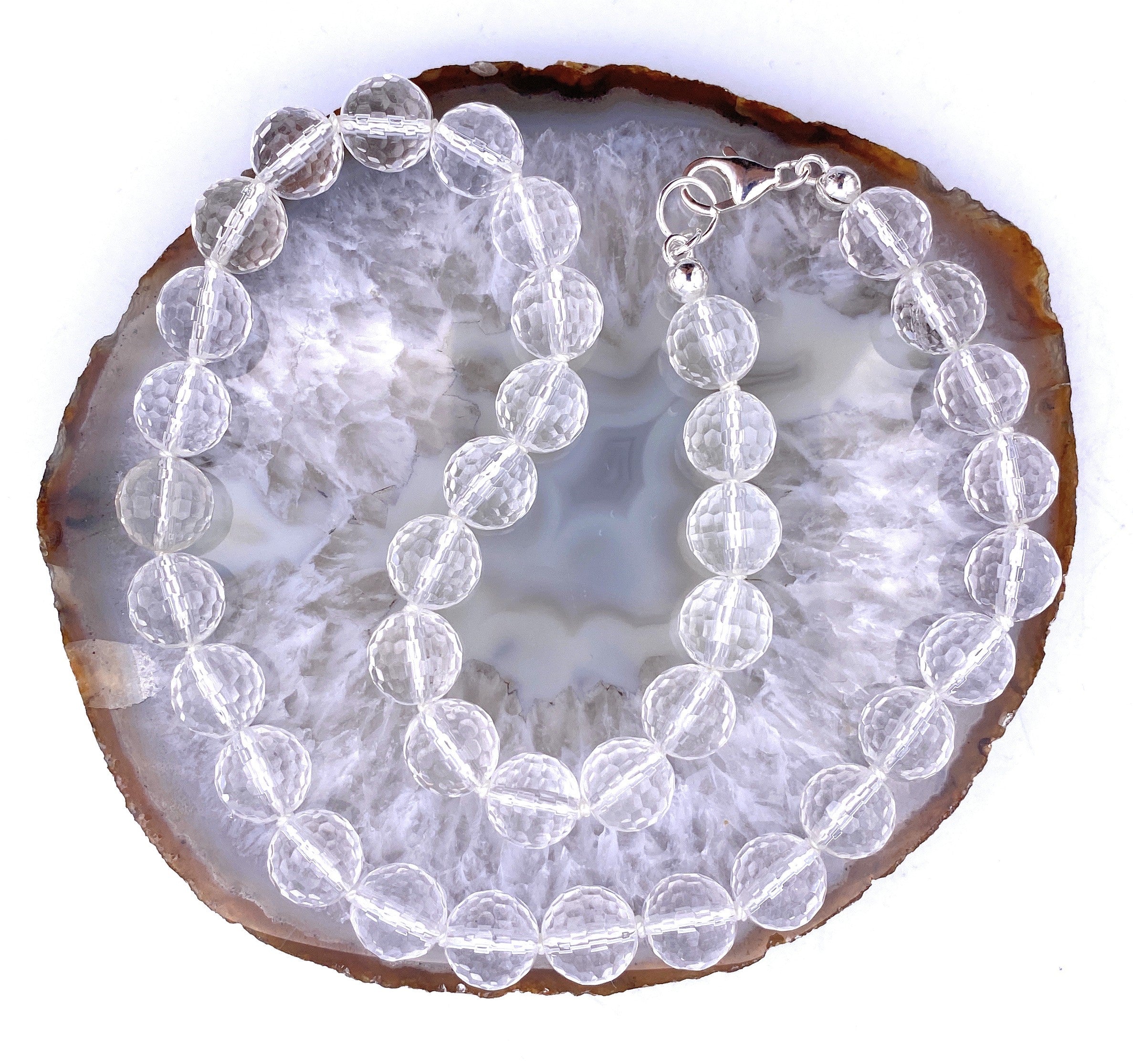 Facettierte Bergkristall Halskette 10mm