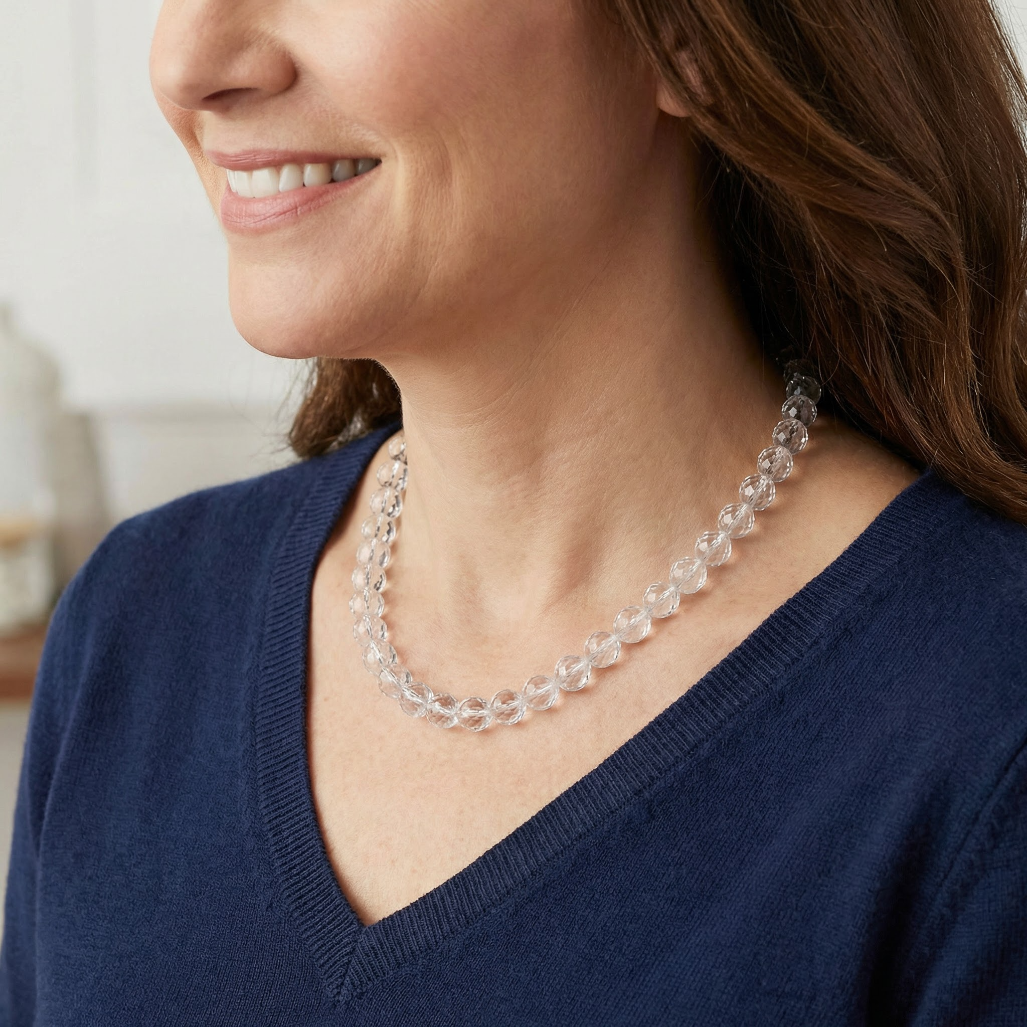 Facettierte Bergkristall Halskette 12mm