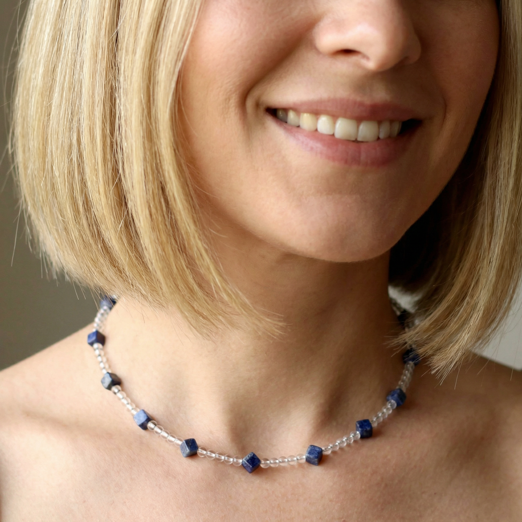 Bergkristall Halskette mit Sodalith