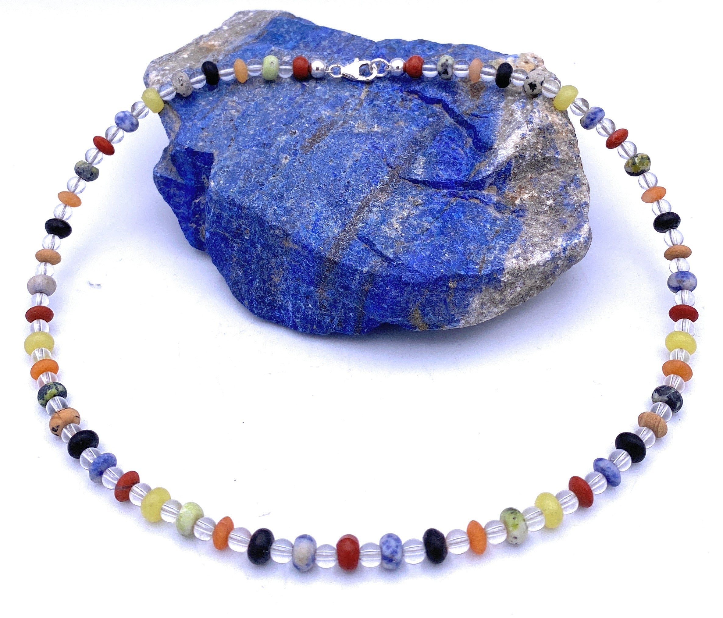 Bergkristall Halskette mit bunten Linsen