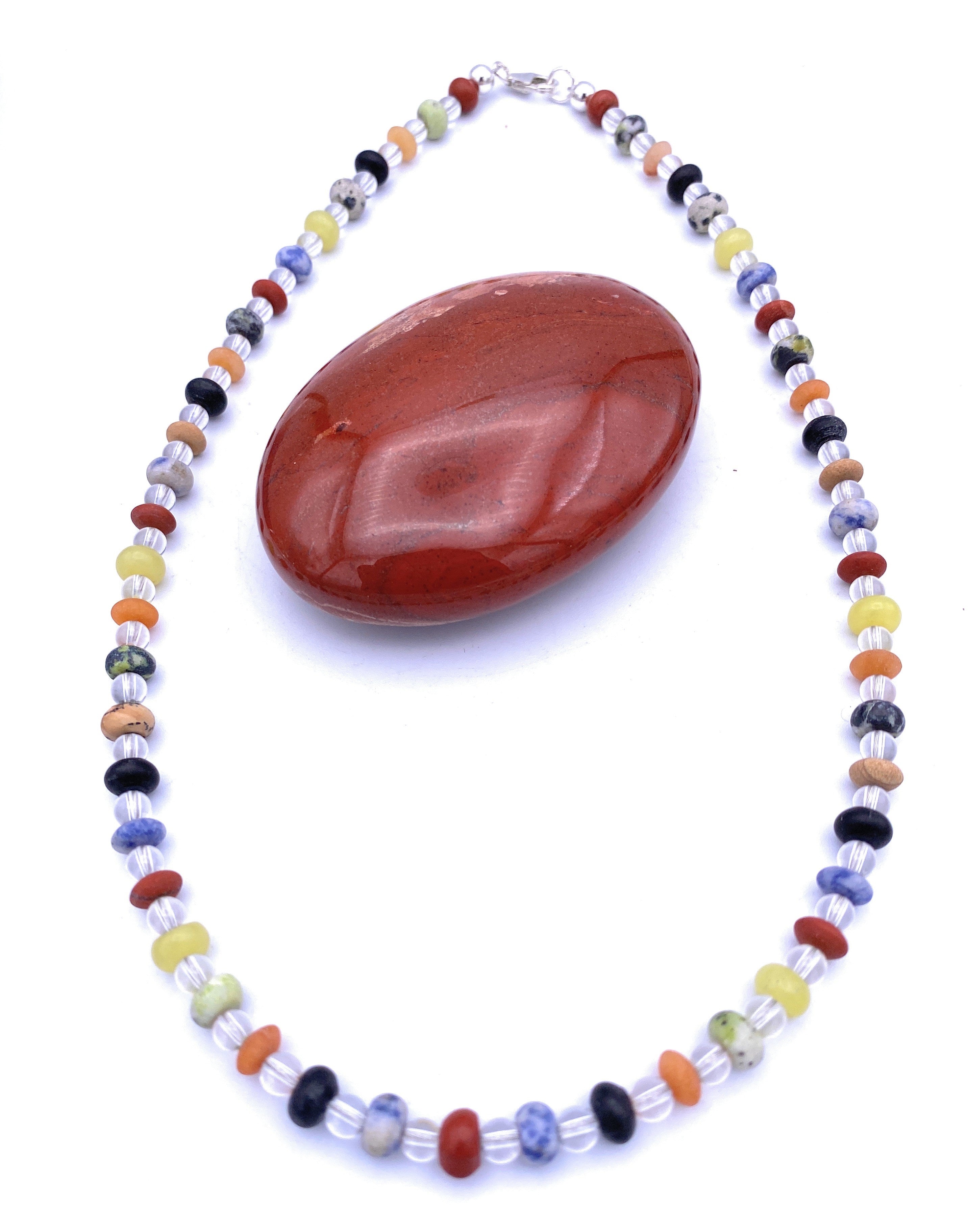 Bergkristall Halskette mit bunten Linsen