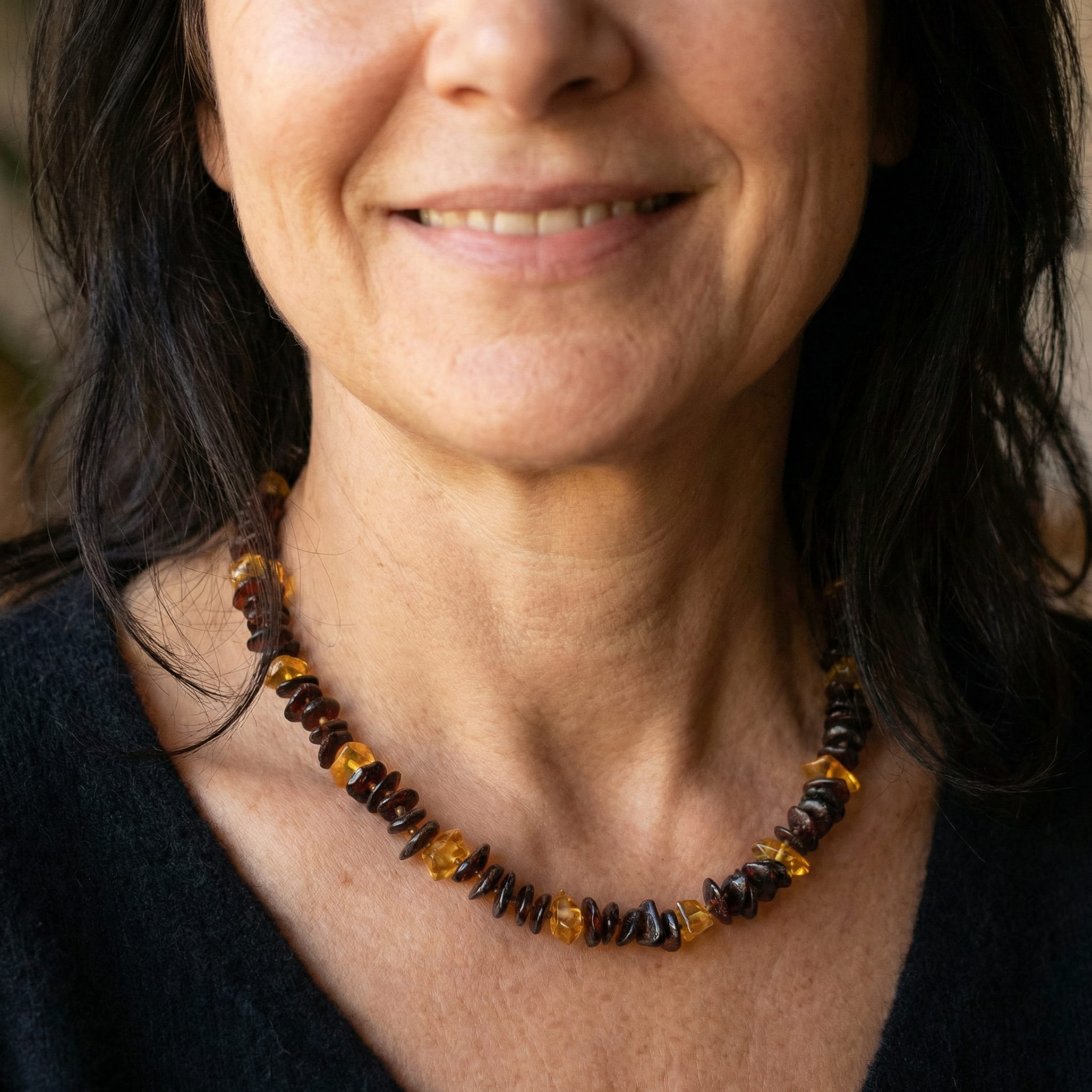 Mehrfarbige Bernstein Halskette 8mm