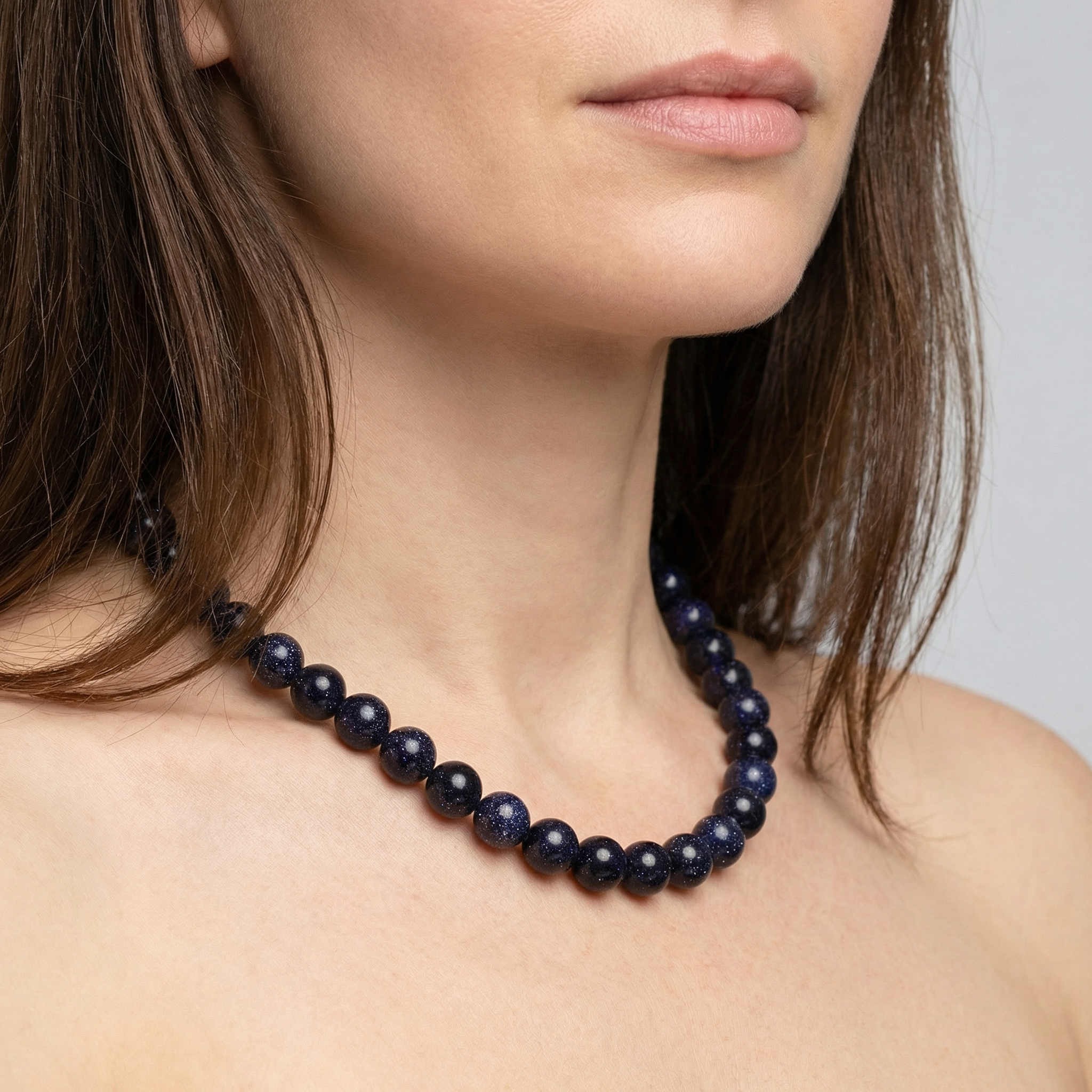 Blaufluss Kugel Halskette 10mm