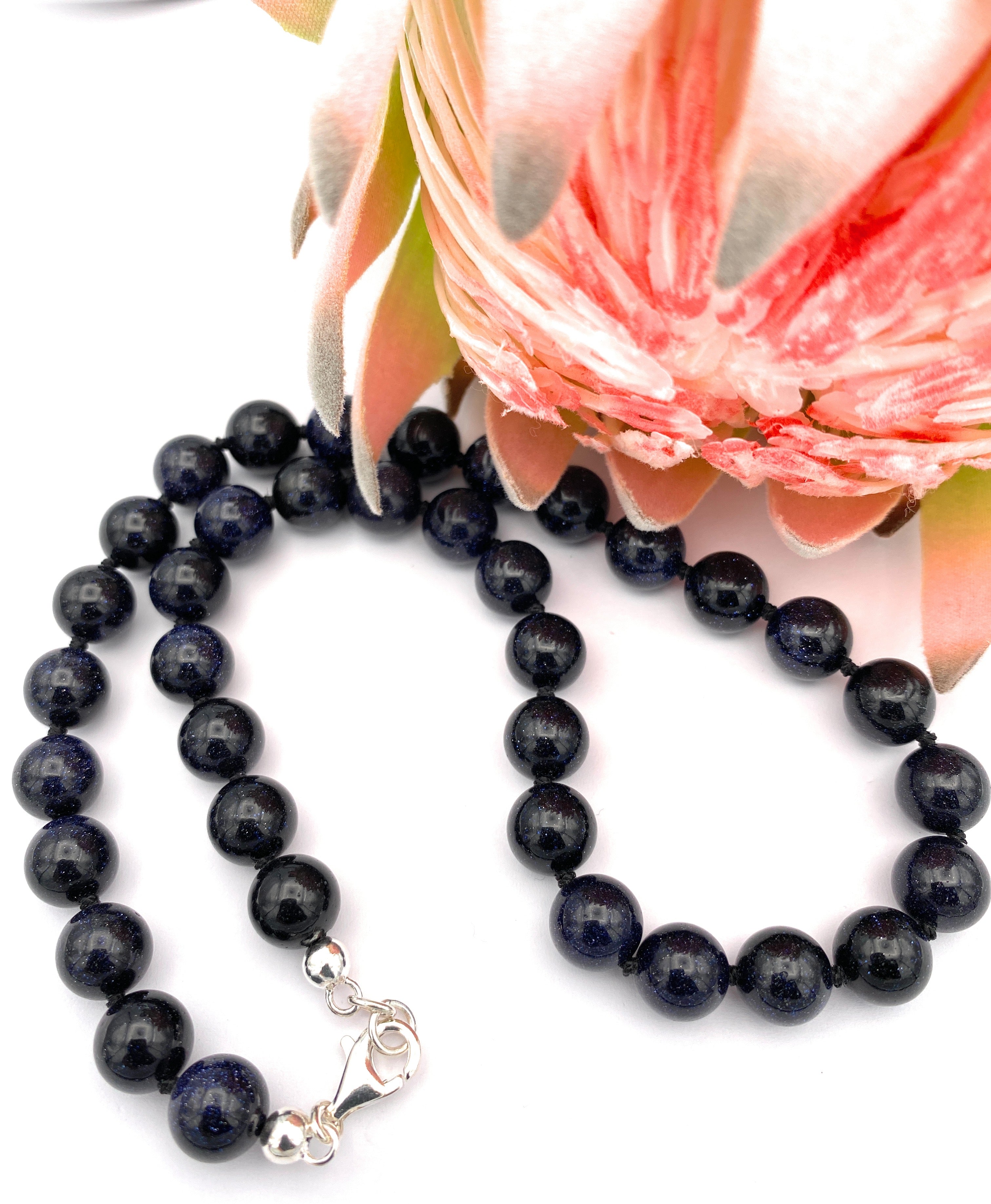 Blaufluss Kugel Halskette 10mm