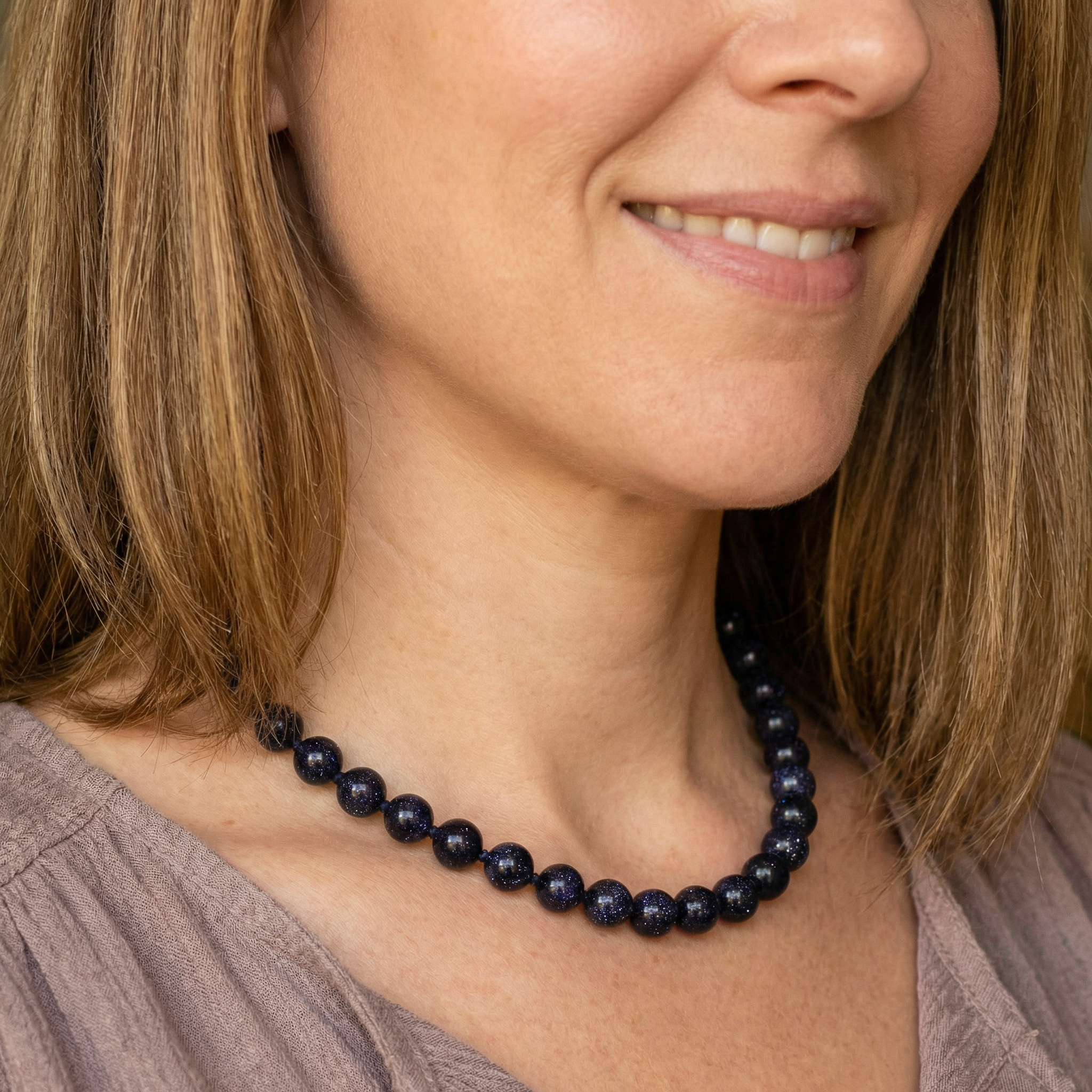 Blaufluss Kugel Halskette 8mm