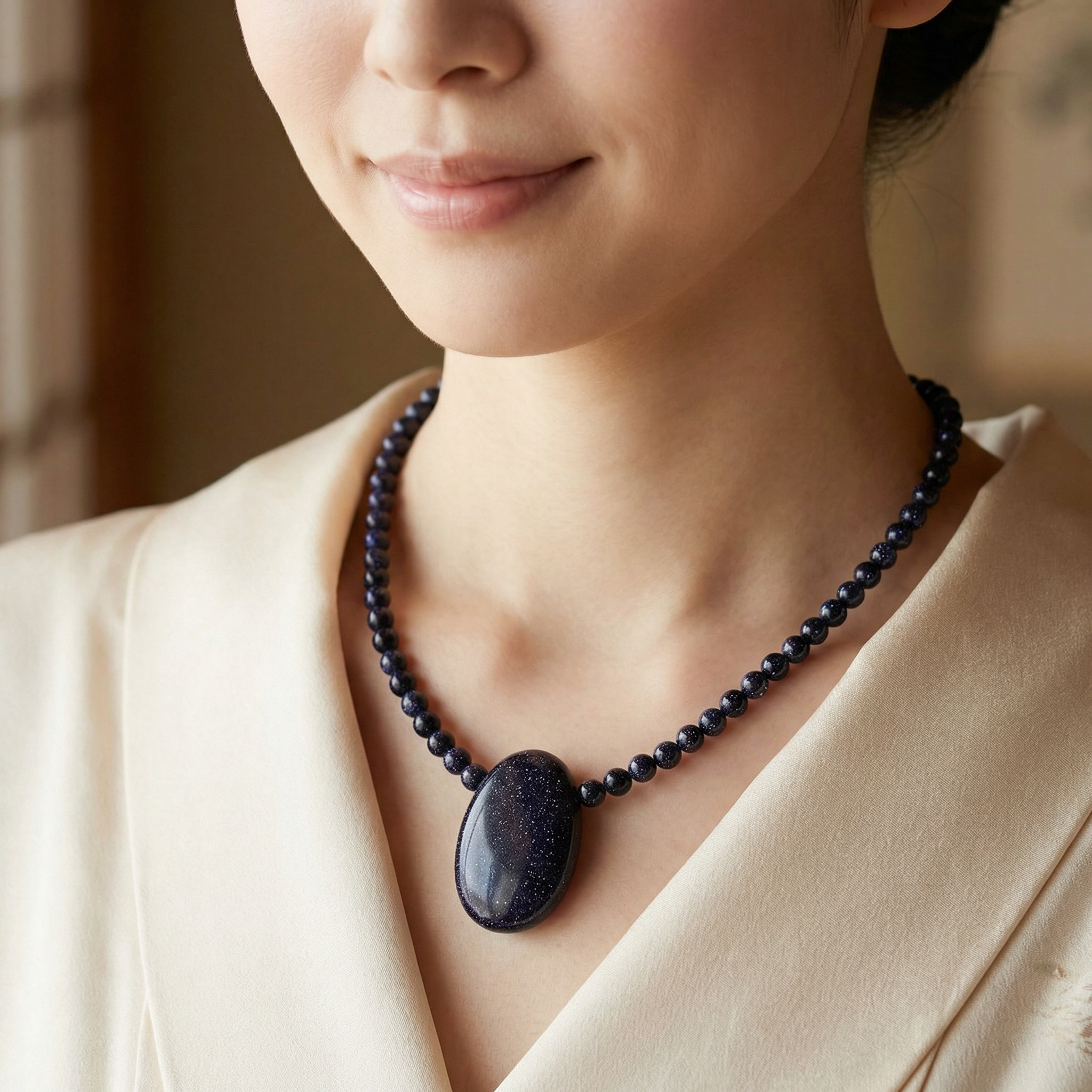 Blaufluss Halskette 4 mm mit Anhänger