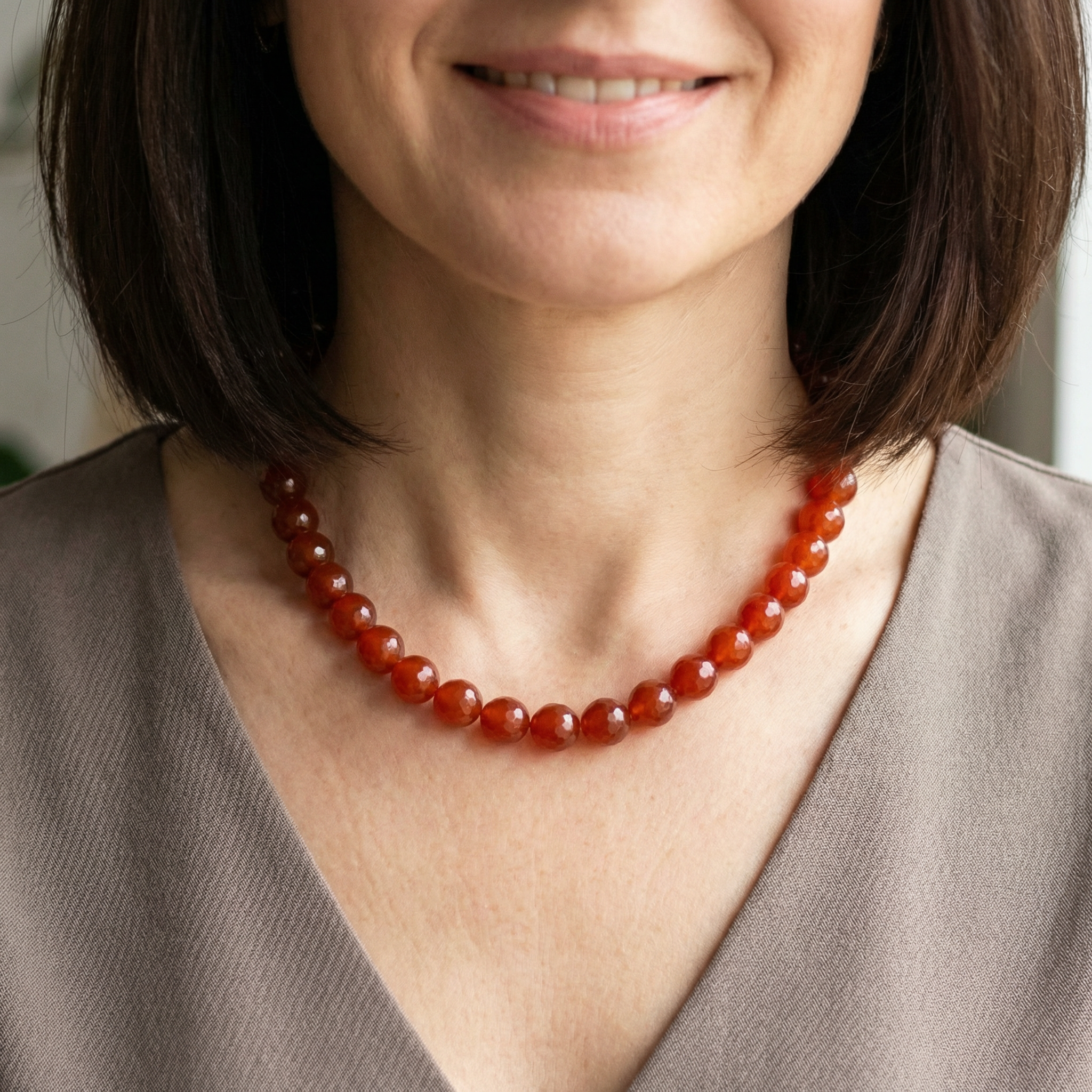 Facettierte Carneol Halskette 14mm