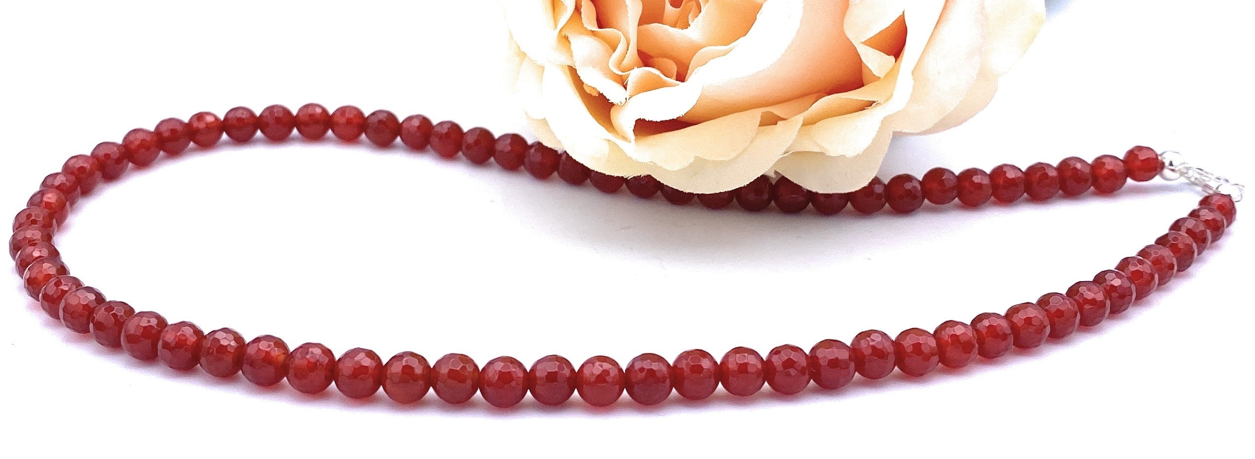 Facettierte Carneol Kugel Halskette 6mm