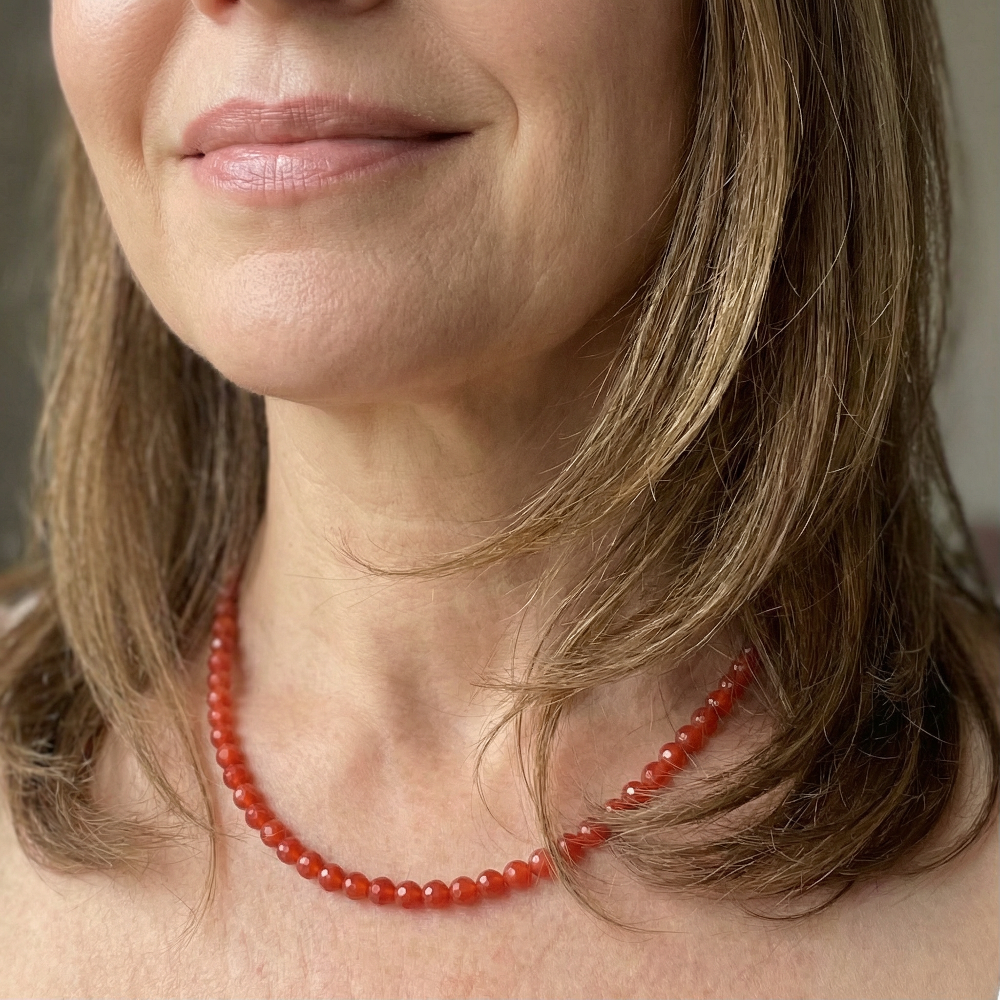 Facettierte Carneol Kugel Halskette 6mm