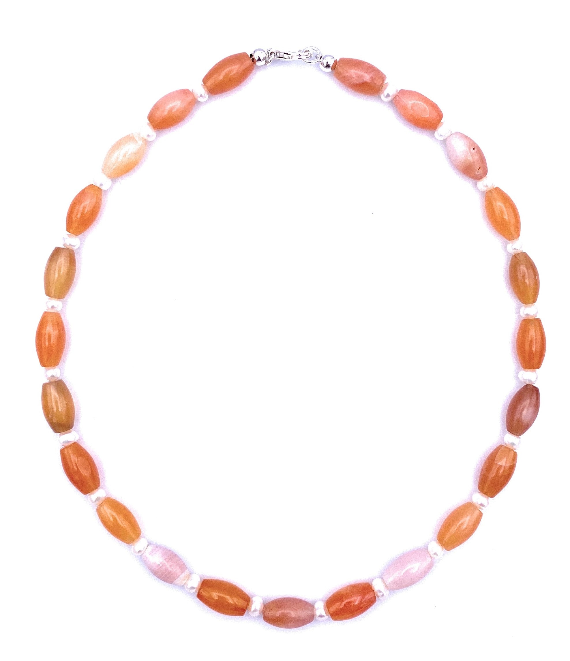 Carneol Olivenkette mit Süßwasserperlen