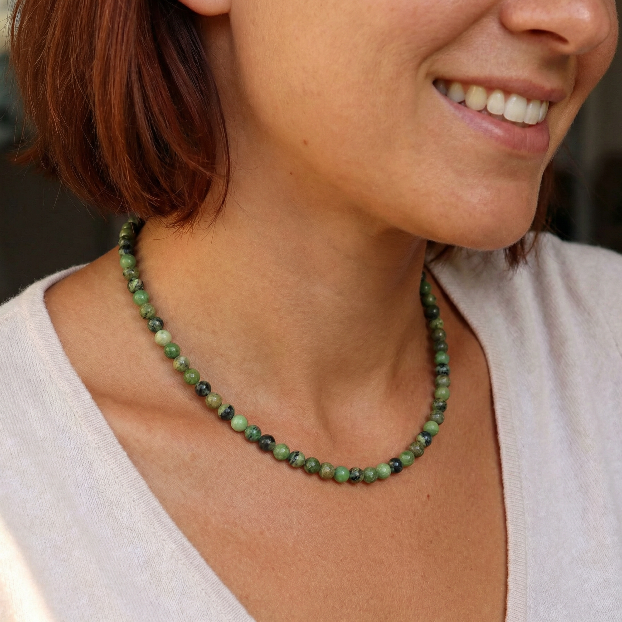 Chrysopras Kugel Halskette 6mm