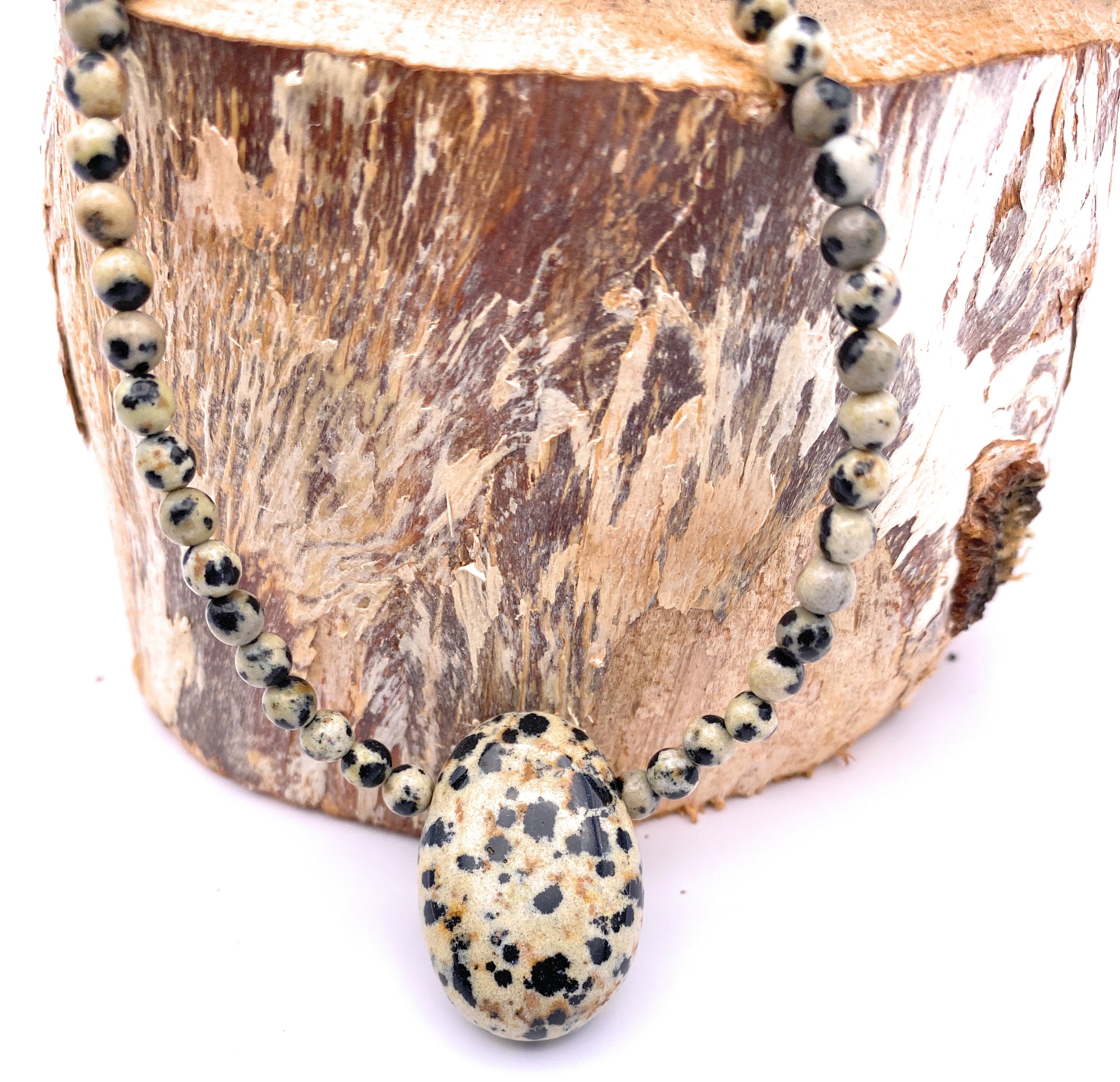 Dalmatiner-Jaspis Halskette 4mm mit Anhänger