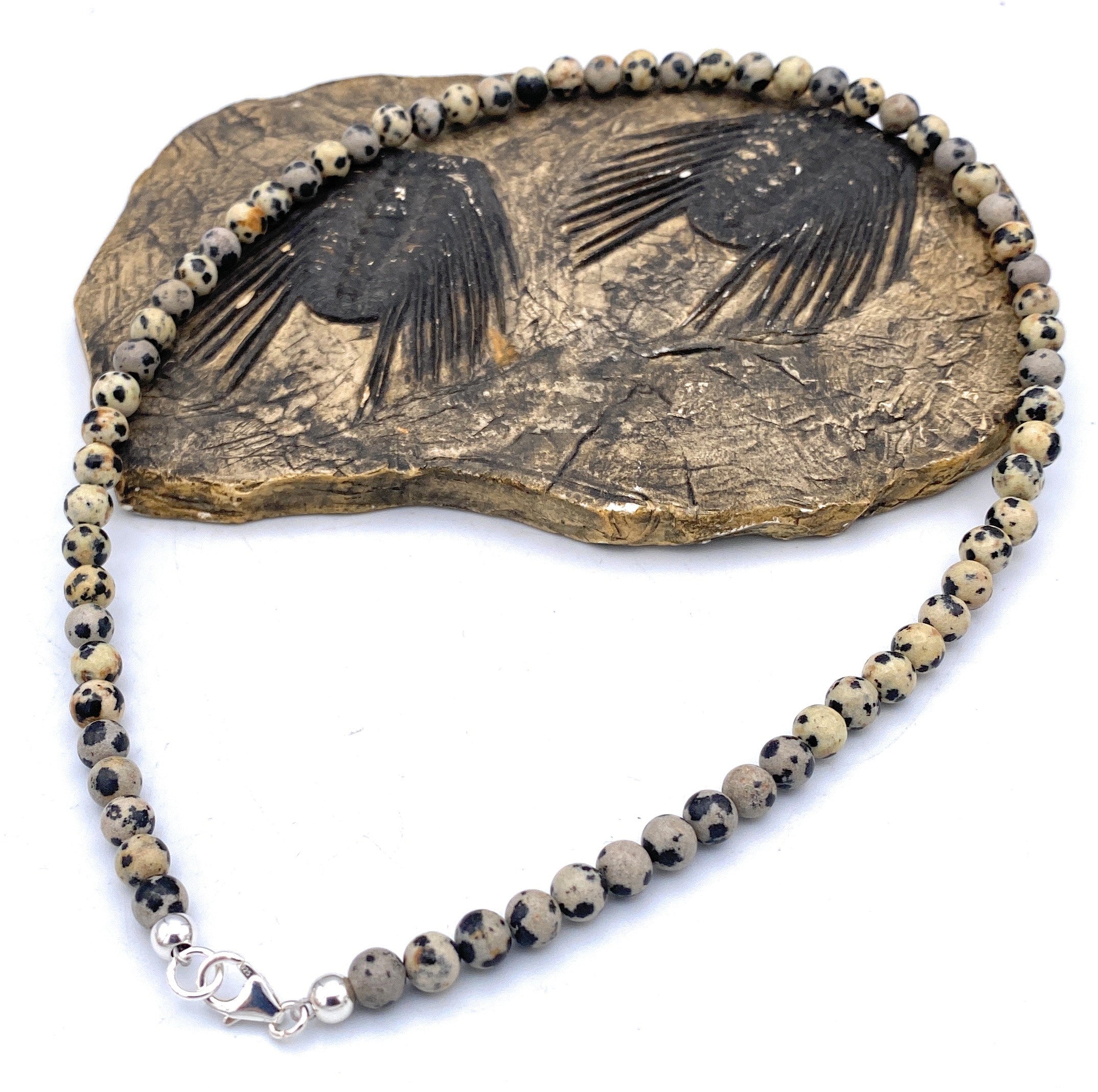 Dalmatiner-Jaspis Kugel Halskette 6mm