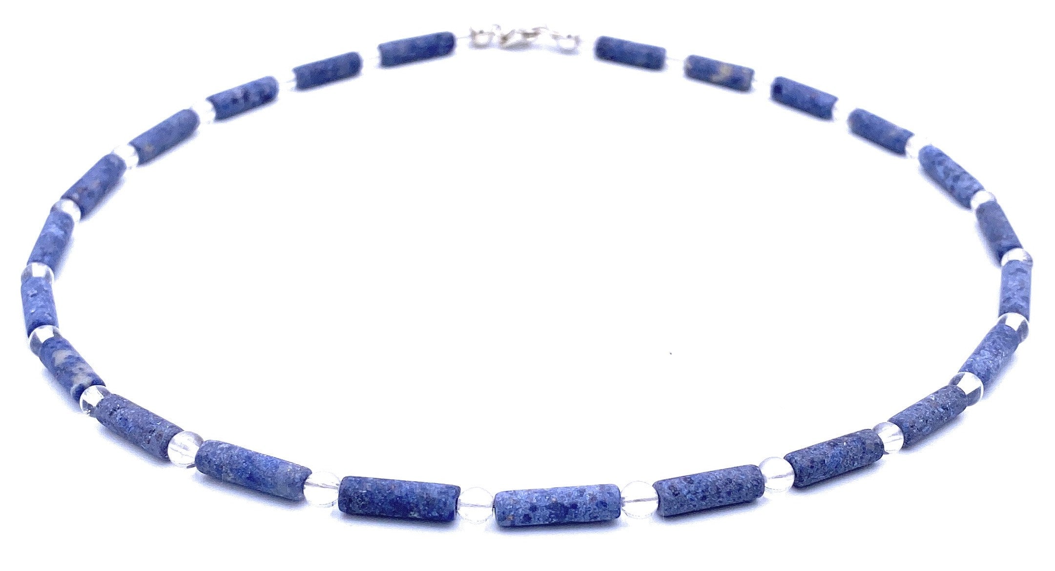 Dumortierit Walzenkette mit Bergkristall 4mm