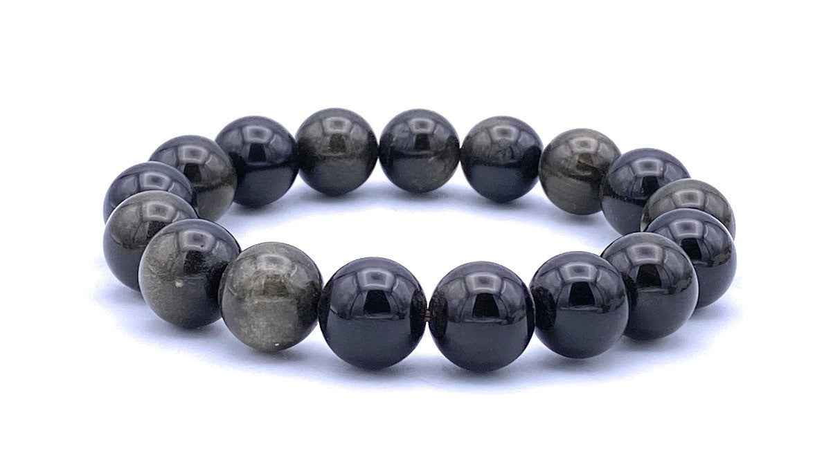 Gold-Obsidian Kugel Armband 10mm