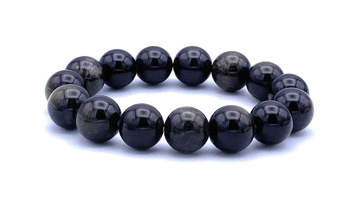 Gold-Obsidian Kugel Armband 12mm