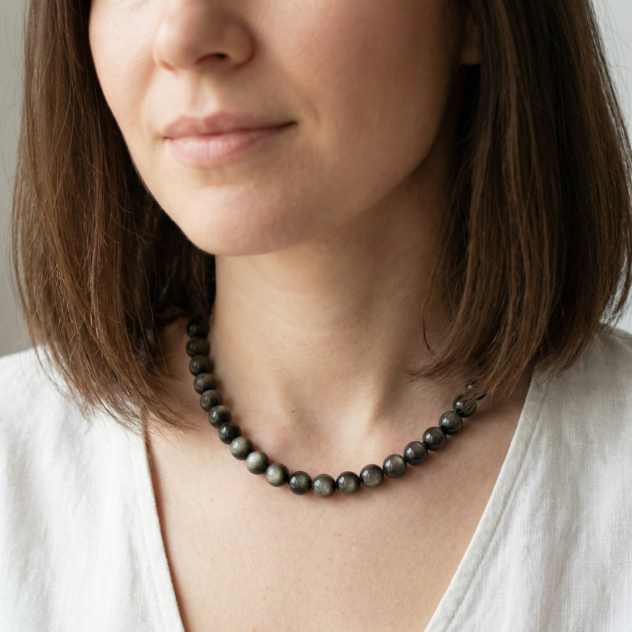 Gold-Obsidian Kugel Halskette 8mm