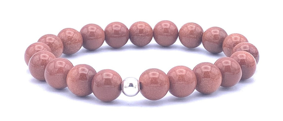 Goldfluss Kugel Armband 10mm mit Silberkugel