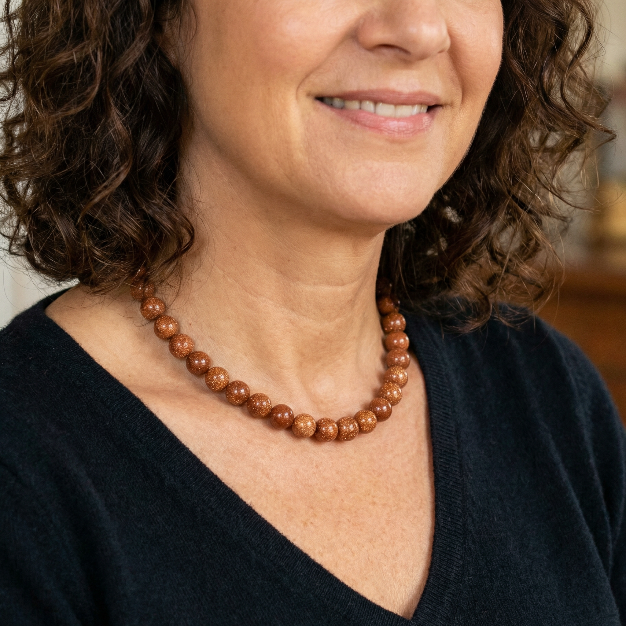 Goldfluss Kugel Halskette 14mm