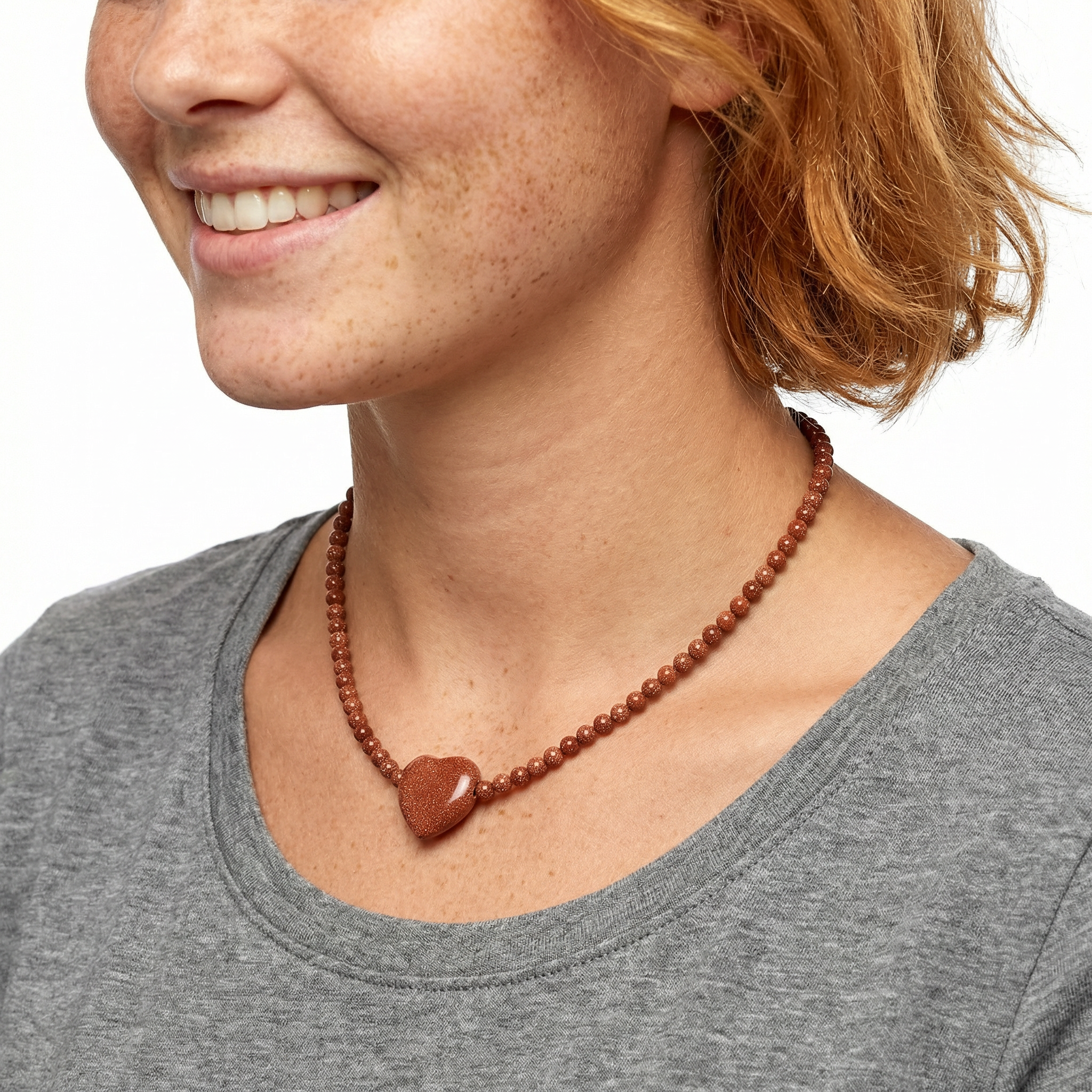 Goldfluss Kugel Halskette mit Herz