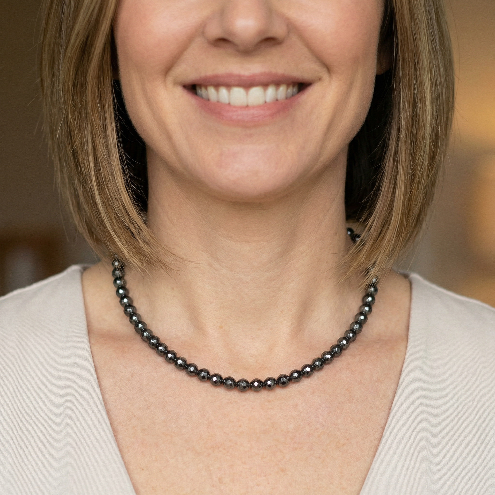 Facettierte Hämatit Halskette 6mm