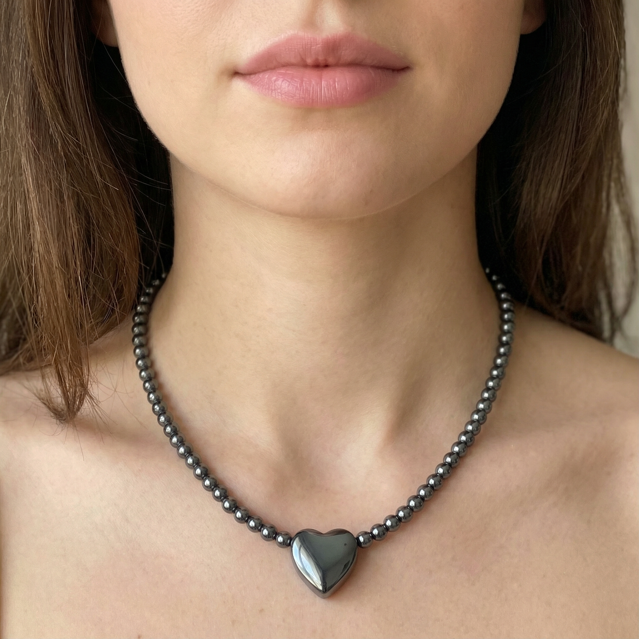 Hämatit Halskette mit Herz