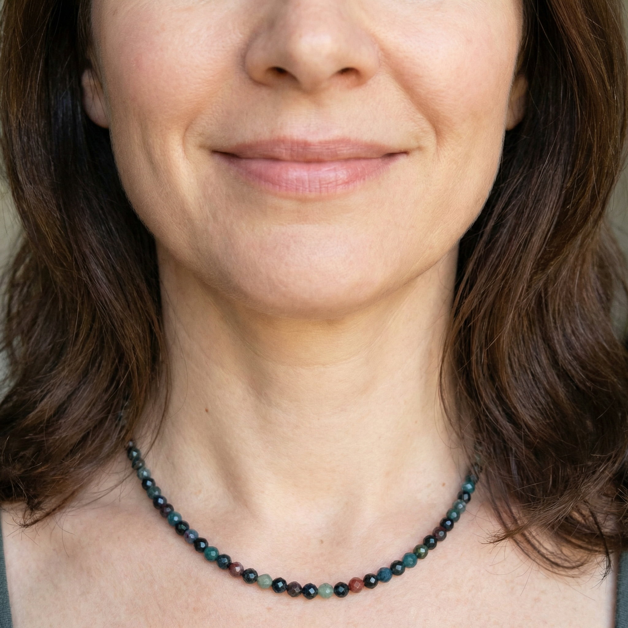 Facettierte Heliotrop Halskette 4mm