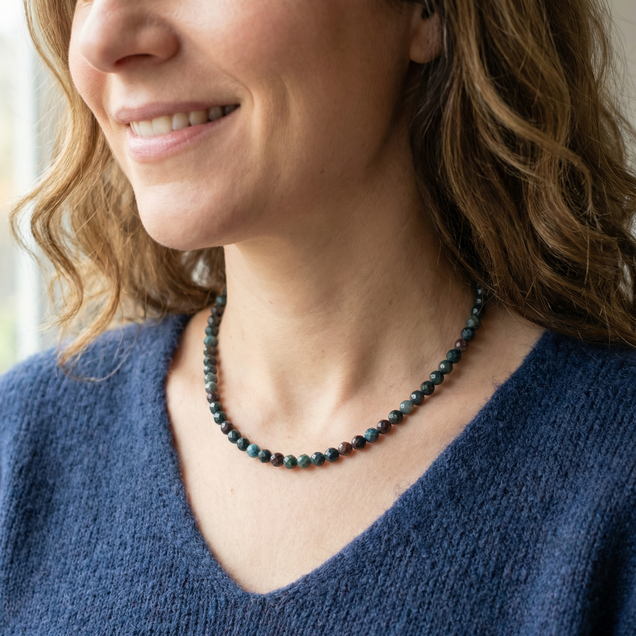 Facettierte Heliotrop Halskette 6mm