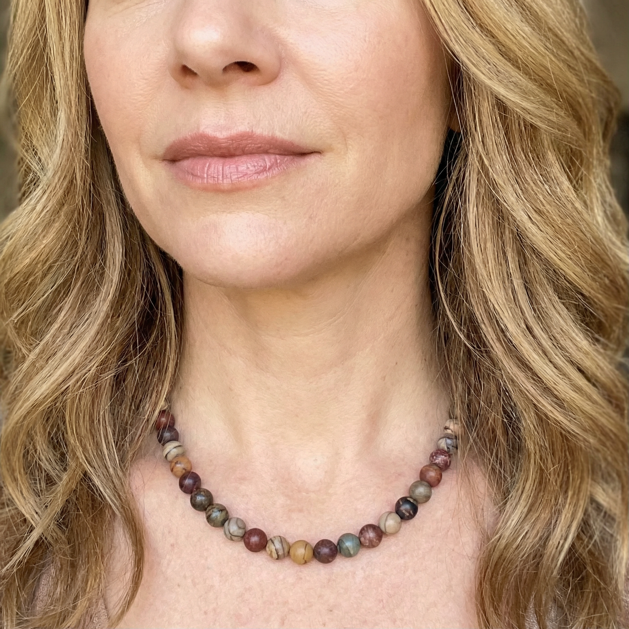 Jaspis Kugel Halskette 8mm