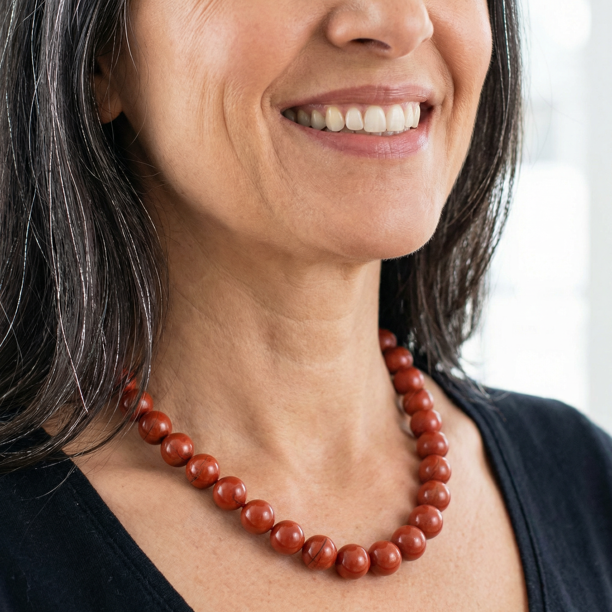 Roter Jaspis Kugel Halskette 12mm