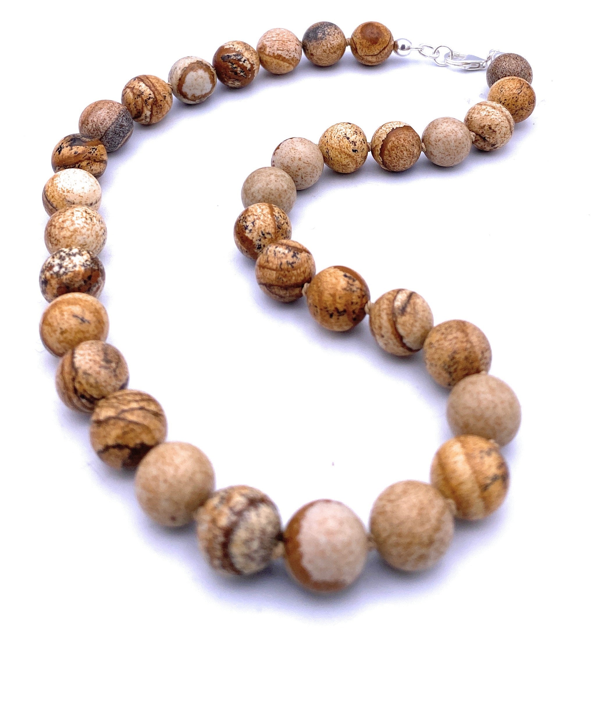 Landschafts-Jaspis Kugel Halskette 12mm