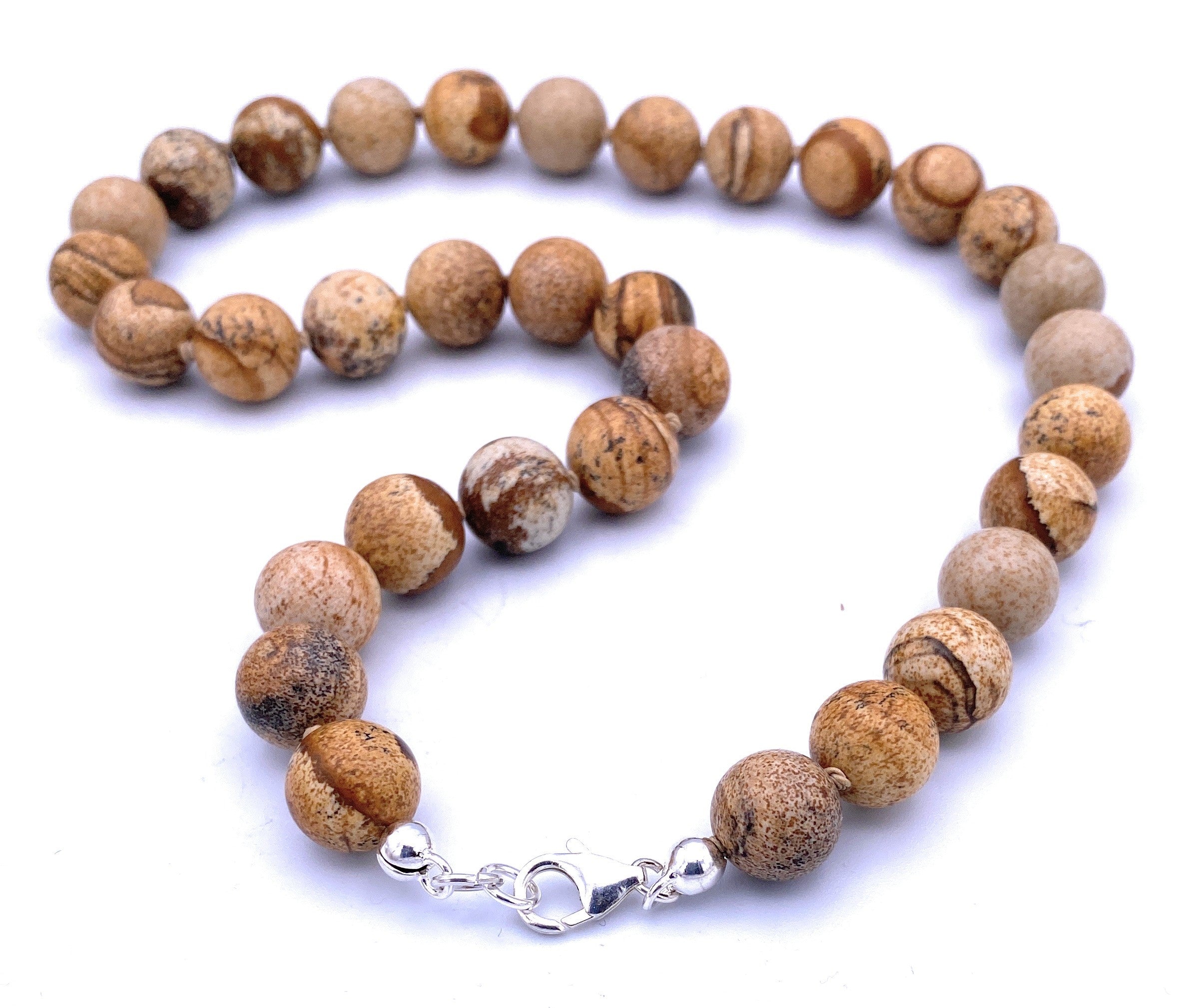 Landschafts-Jaspis Kugel Halskette 12mm