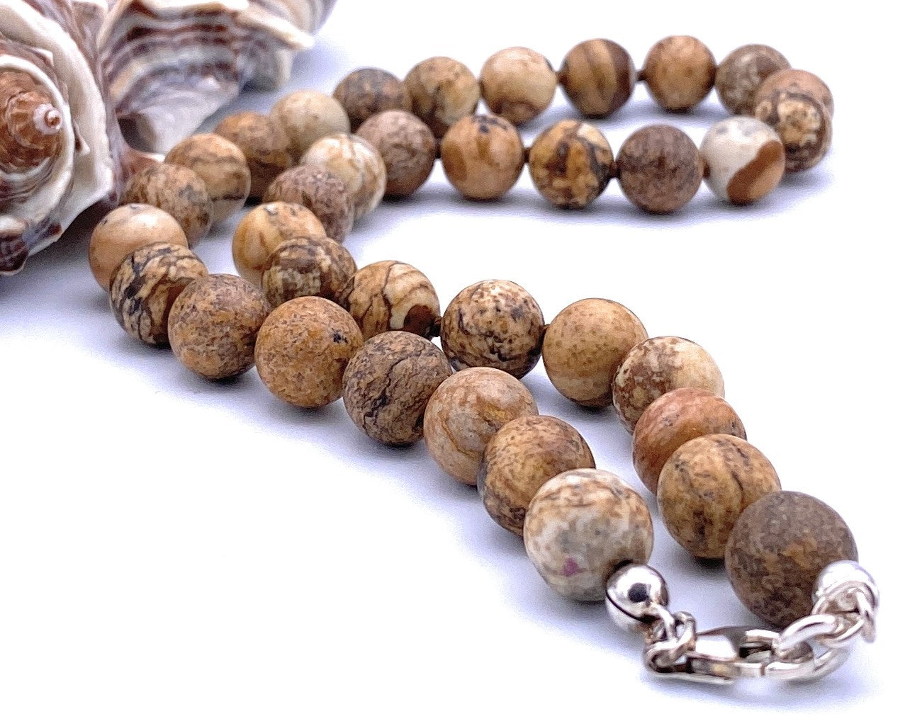 Landschafts-Jaspis Kugel Halskette 10mm