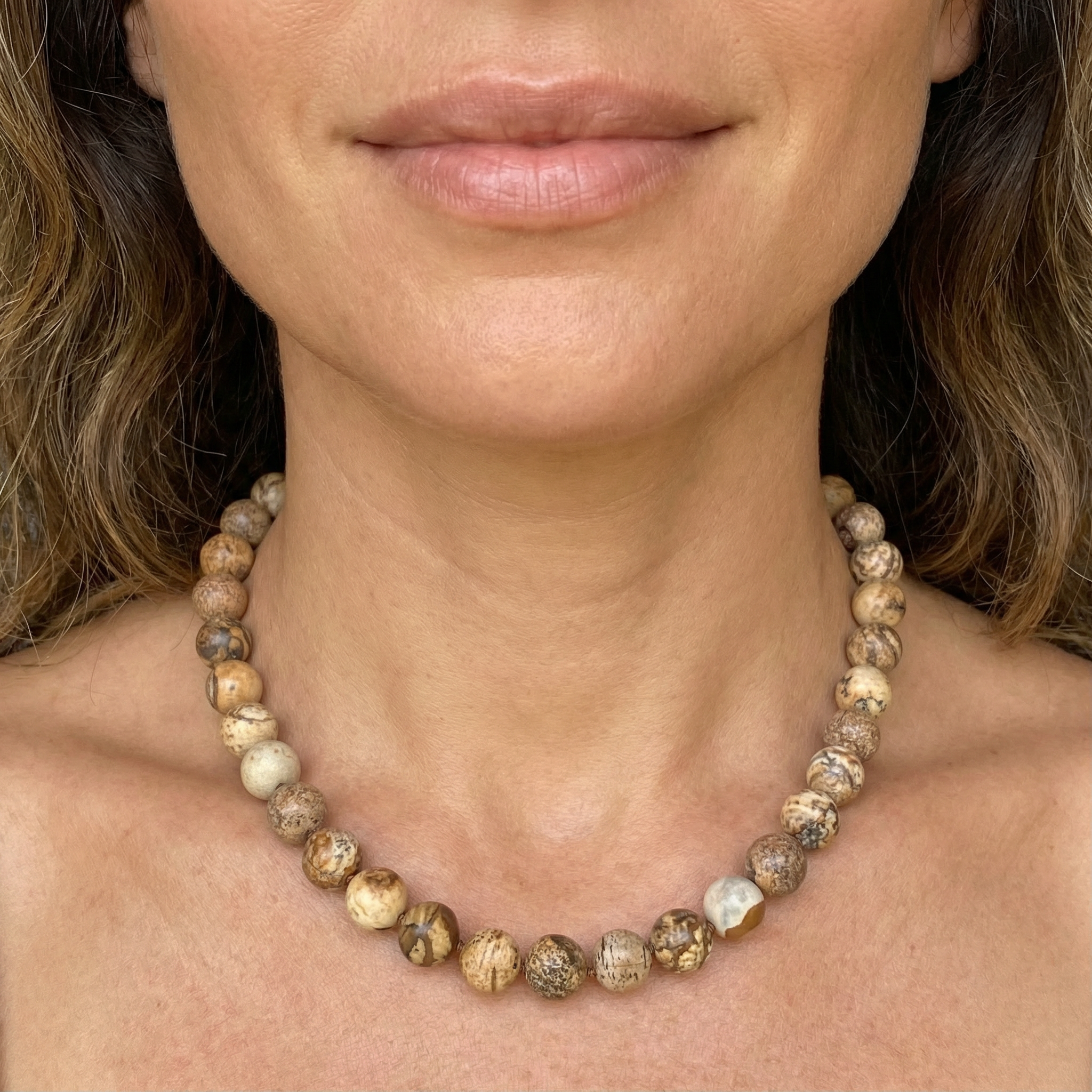 Landschafts-Jaspis Kugel Halskette 10mm