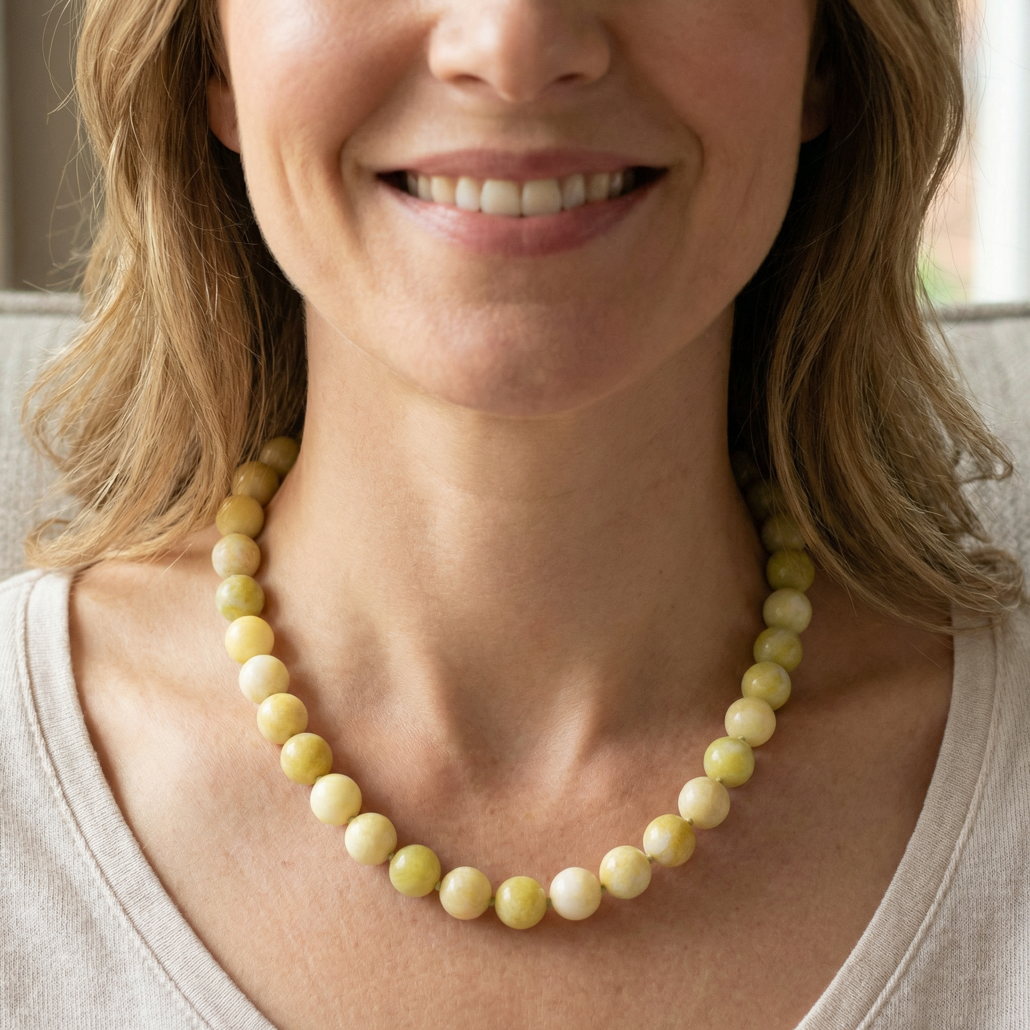 Lemon-Jade Kugel Halskette 10mm
