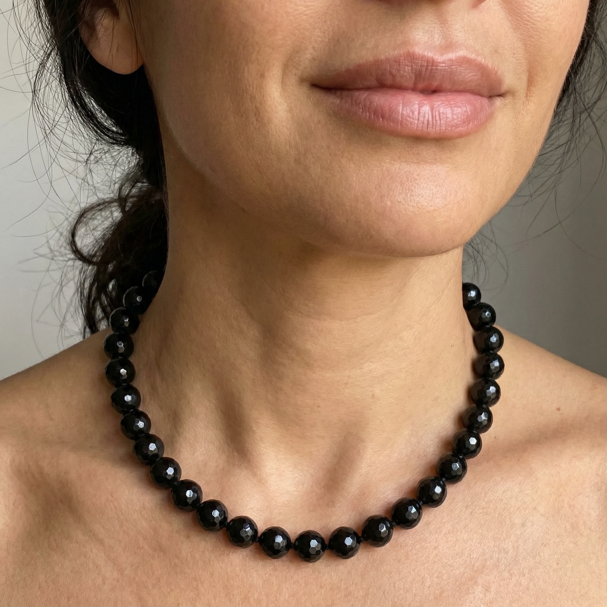 Facettierte Onyx Halskette 12mm