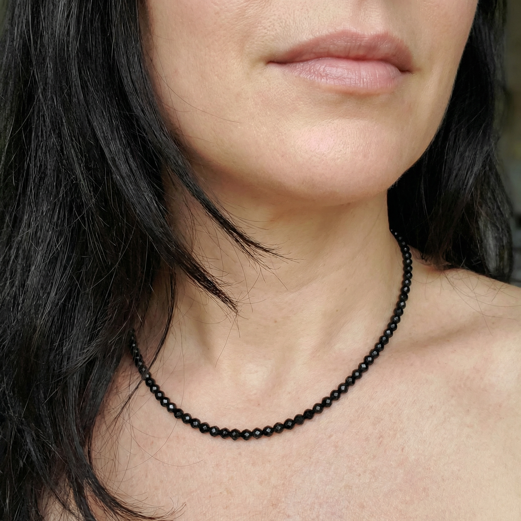 Facettierte Onyx Halskette 4mm