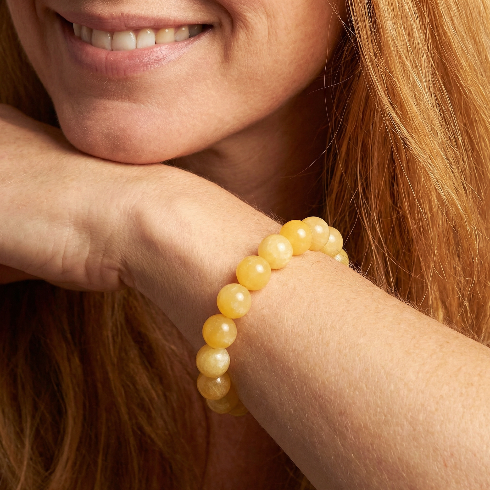 Orangen-Calcit Kugel Armband 10mm