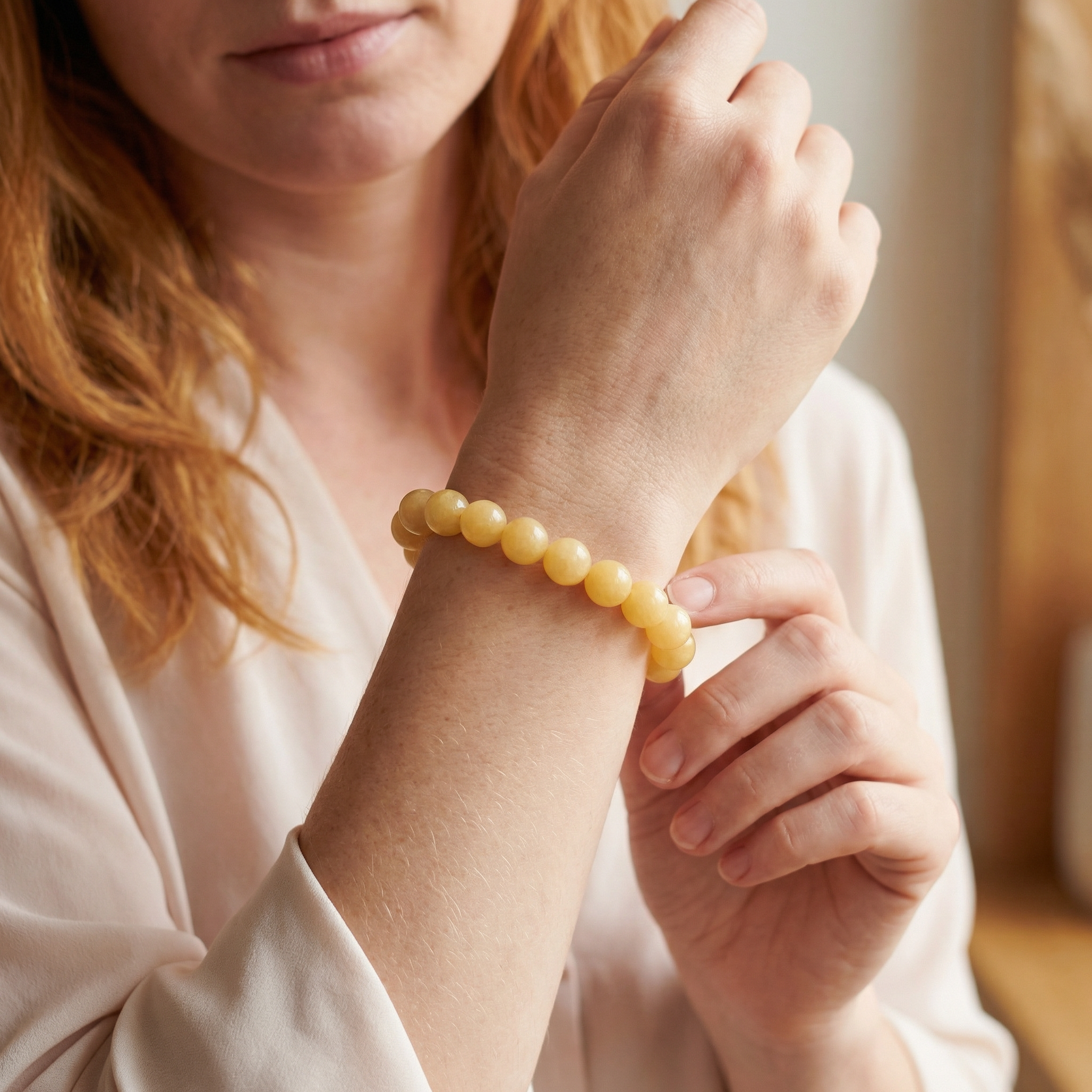 Orangen-Calcit Kugel Armband 8mm