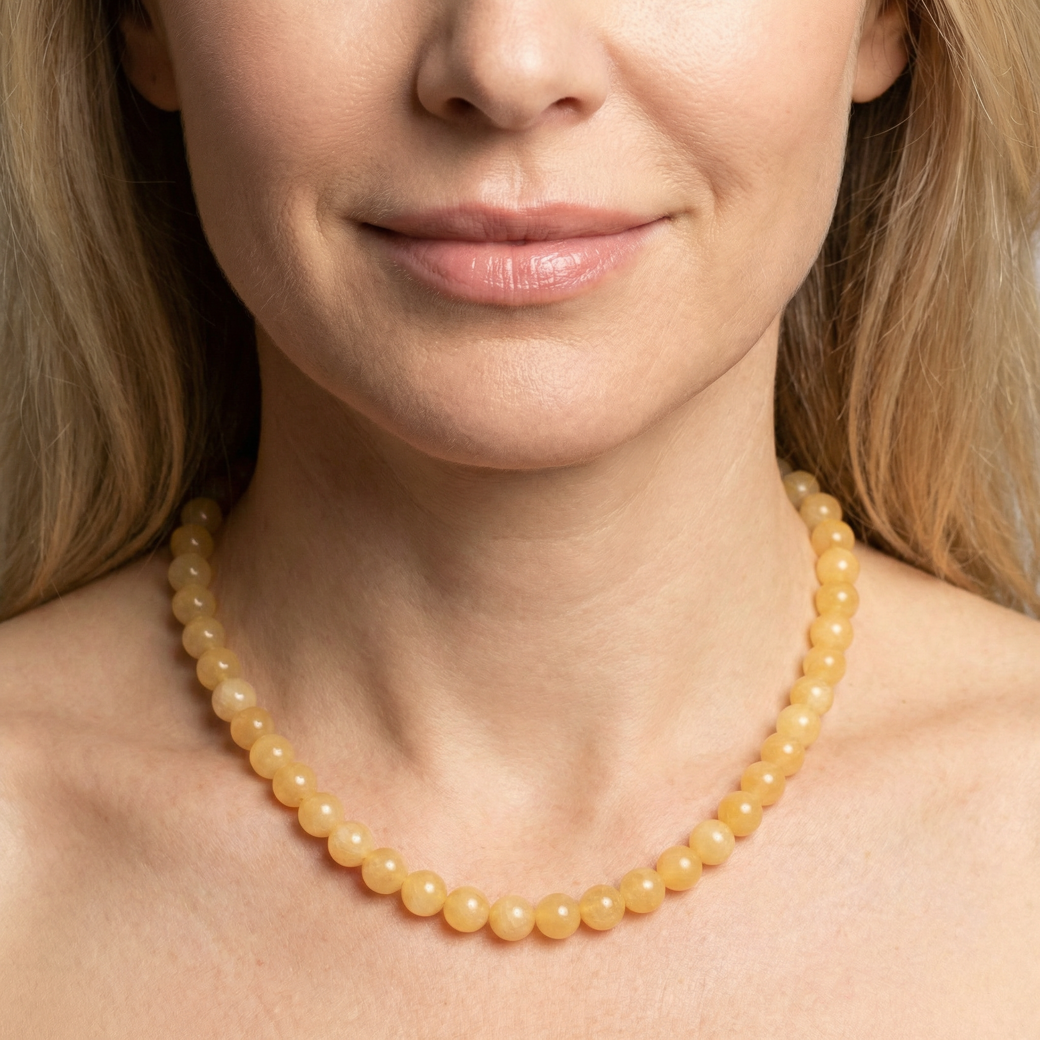 Orangen-Calcit Halskette 8 mm