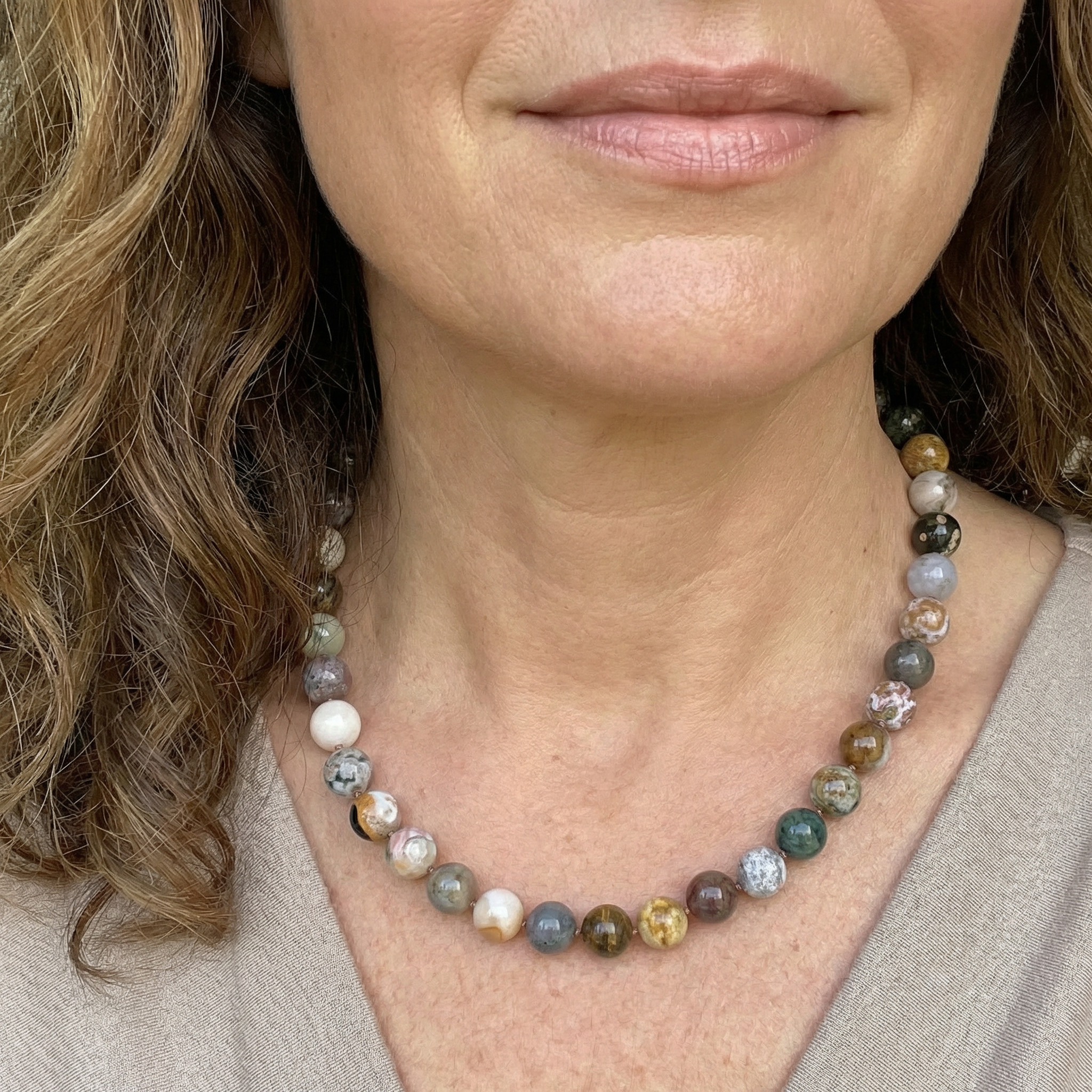 Ozean-Jaspis Halskette 12 mm
